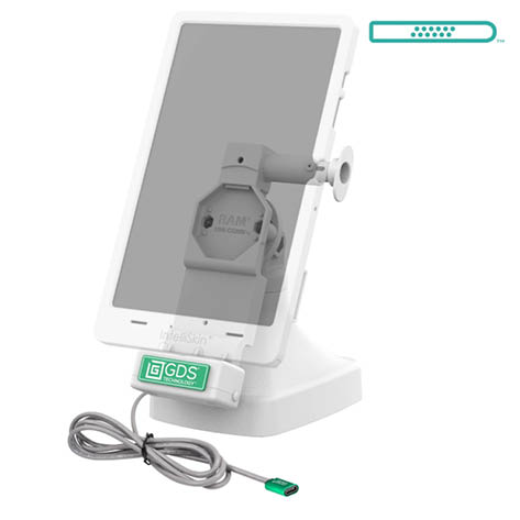 RAM Mounts GDS Uni-Conn Stand-Dockingstation - Dreh- & Schwenkbar - USB-C Anschluss - Pogo-Pads unten - Hellgrau