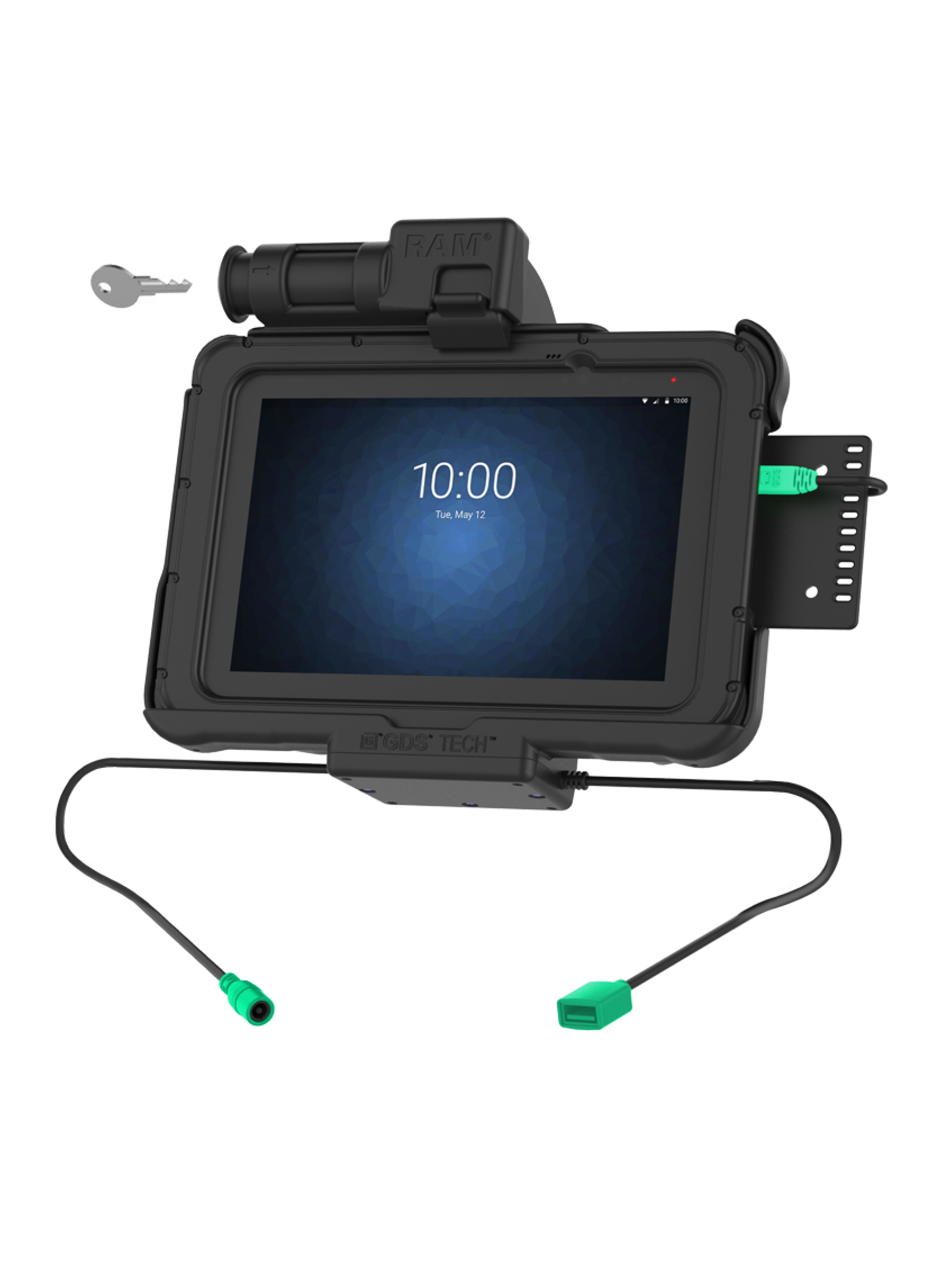 RAM Mounts Form-Fit Halteschale (Schlüsselverriegelung) für Zebra ET5x 8.3“ & 8.4“ Serie - mit Rugged Boot - 5.5mm DC & USB-A-Anschluss