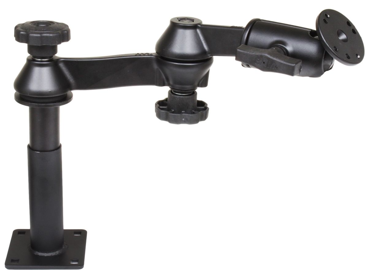 RAM Mounts Doppel-Schwenkarm mit Tele-Pole (ca. 100 mm) und Basis (ca. 125 mm) - Octagon-Verbindungsarm, runde Basisplatte (AMPS), C-Kugel (1,5 Zoll)