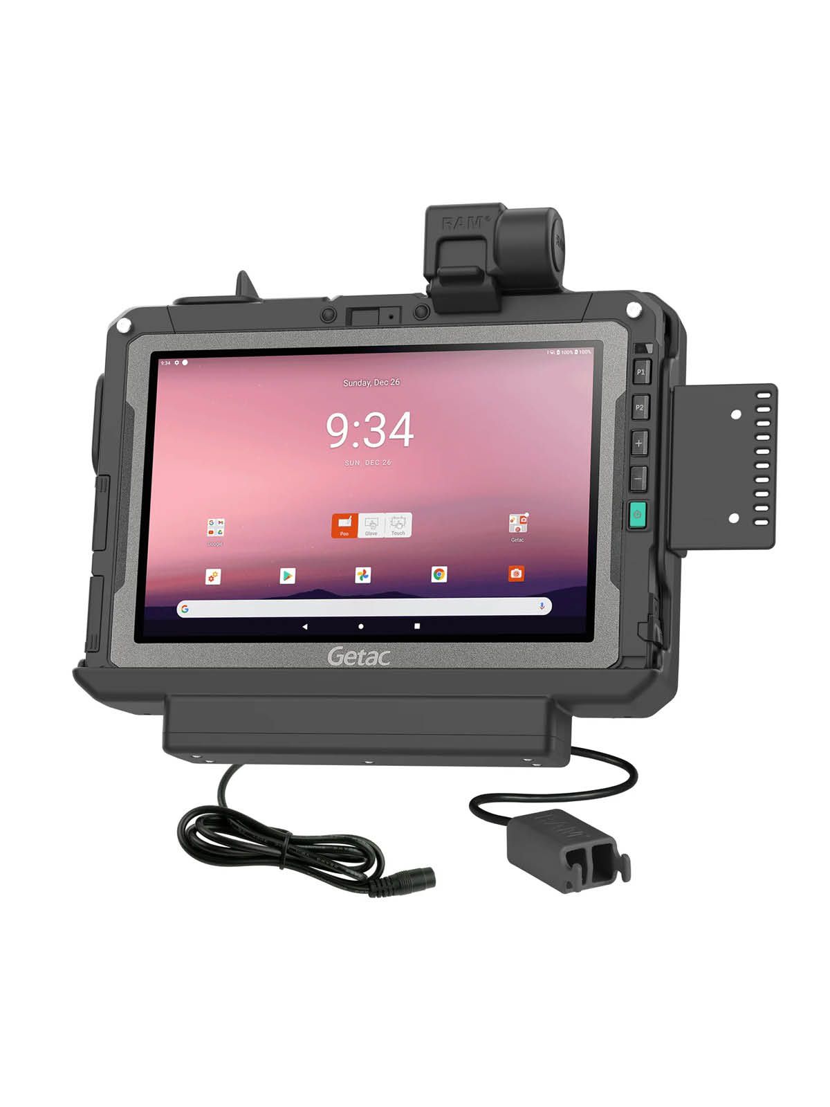 RAM Mounts Form-Fit Halteschale (Schnappverschluss) für Getac ZX10 Rugged Tablet - 5.5mm DC & Dual USB-A-Anschluss