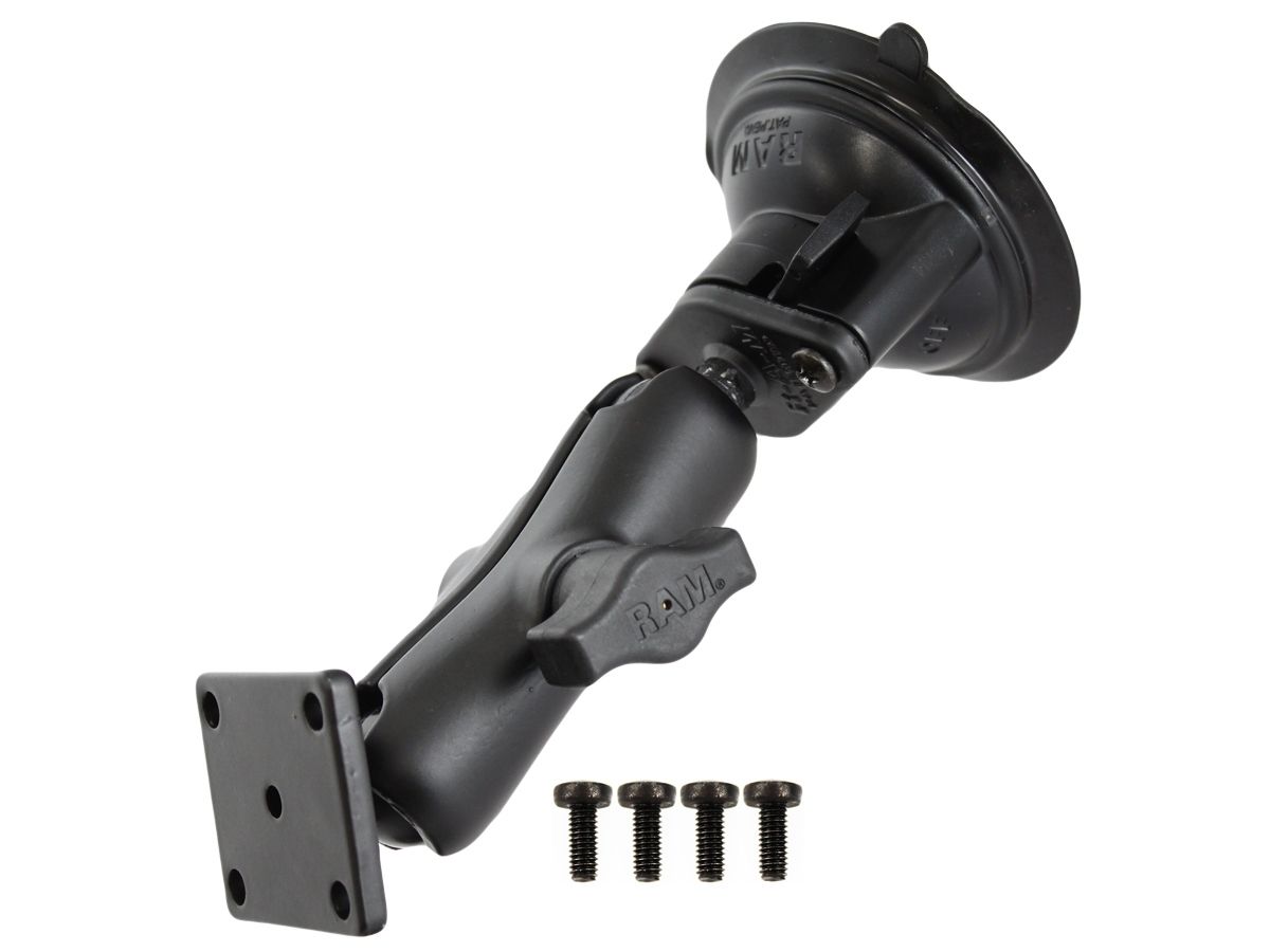 RAM Mounts Saugfuss-Halterung Magellan Roadmate - mittlerer Verbindungsarm, 1x Diamond-Basisplatte (Trapez), rechteckige Basisplatte, Schrauben-Set, B-Kugel (1 Zoll)