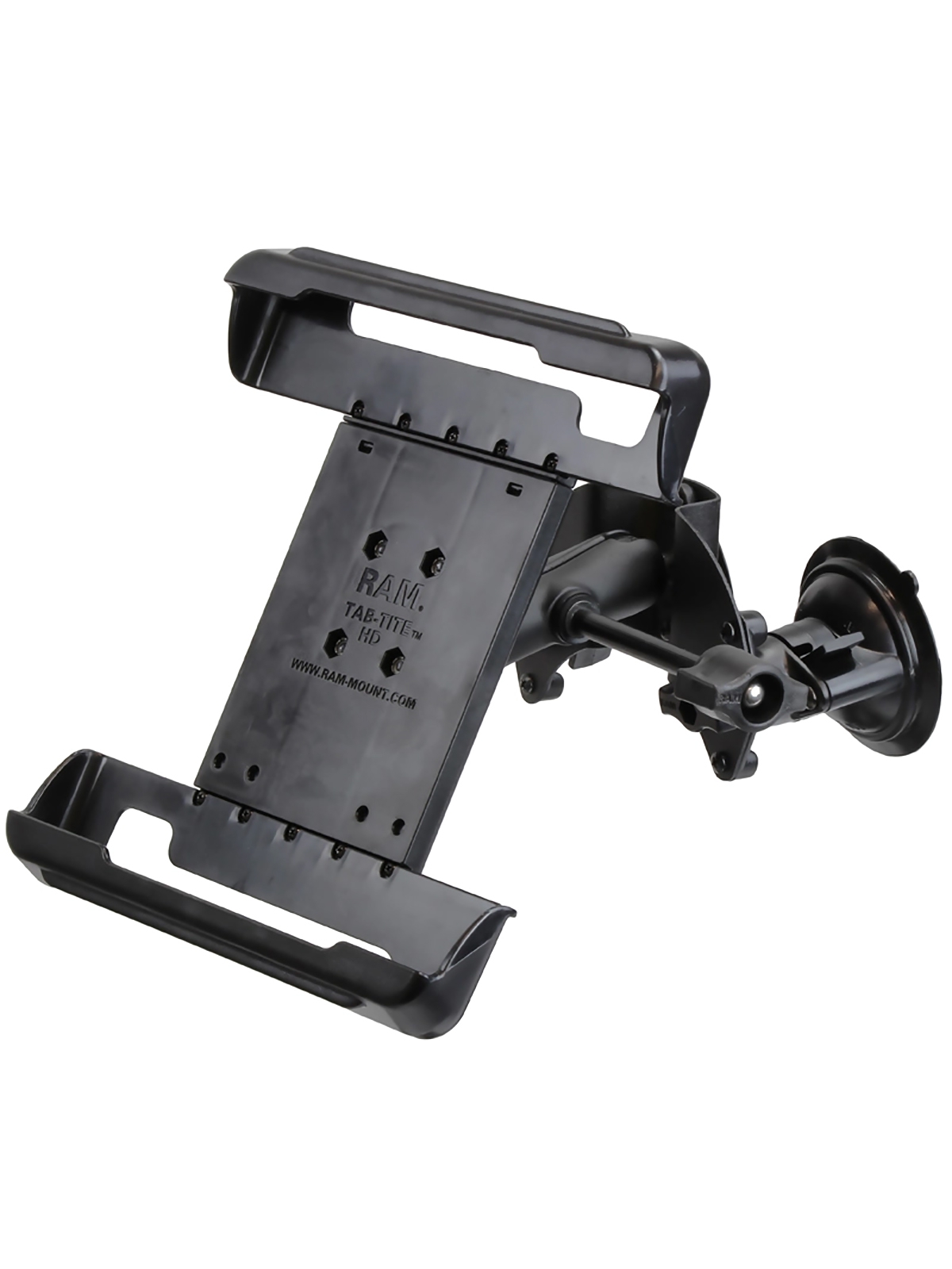 RAM Mounts Doppel-Saugfuss-Halterung für Panasonic Toughpad FZ-A1 - B-Kugel (1 Zoll), Tab-Tite Halteschale, mittlerer Verbindungsarm, ideal für gewölbte Oberflächen
