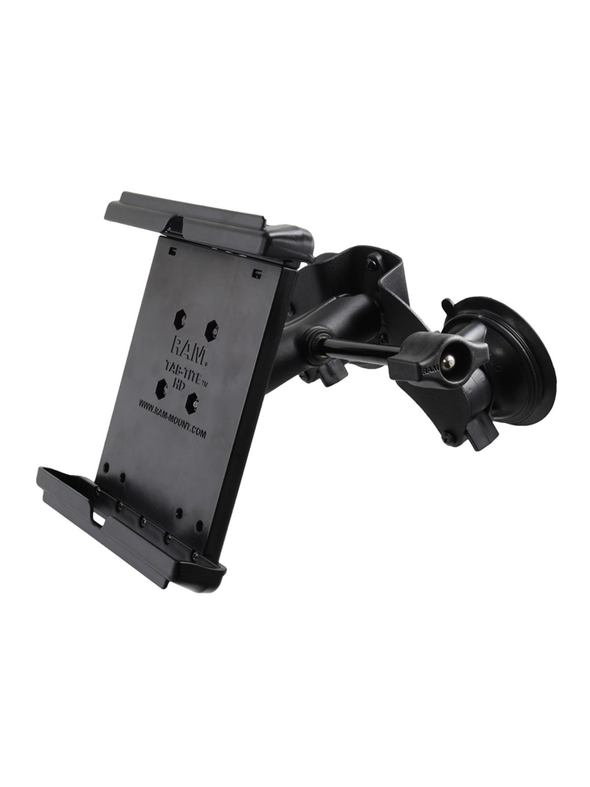 RAM Mounts Doppel-Saugfuss-Halterung für 8 Zoll Tablets - B-Kugel (1 Zoll), Tab-Tite Halteschale, mittlerer Verbindungsarm (langer Feststellhebel)