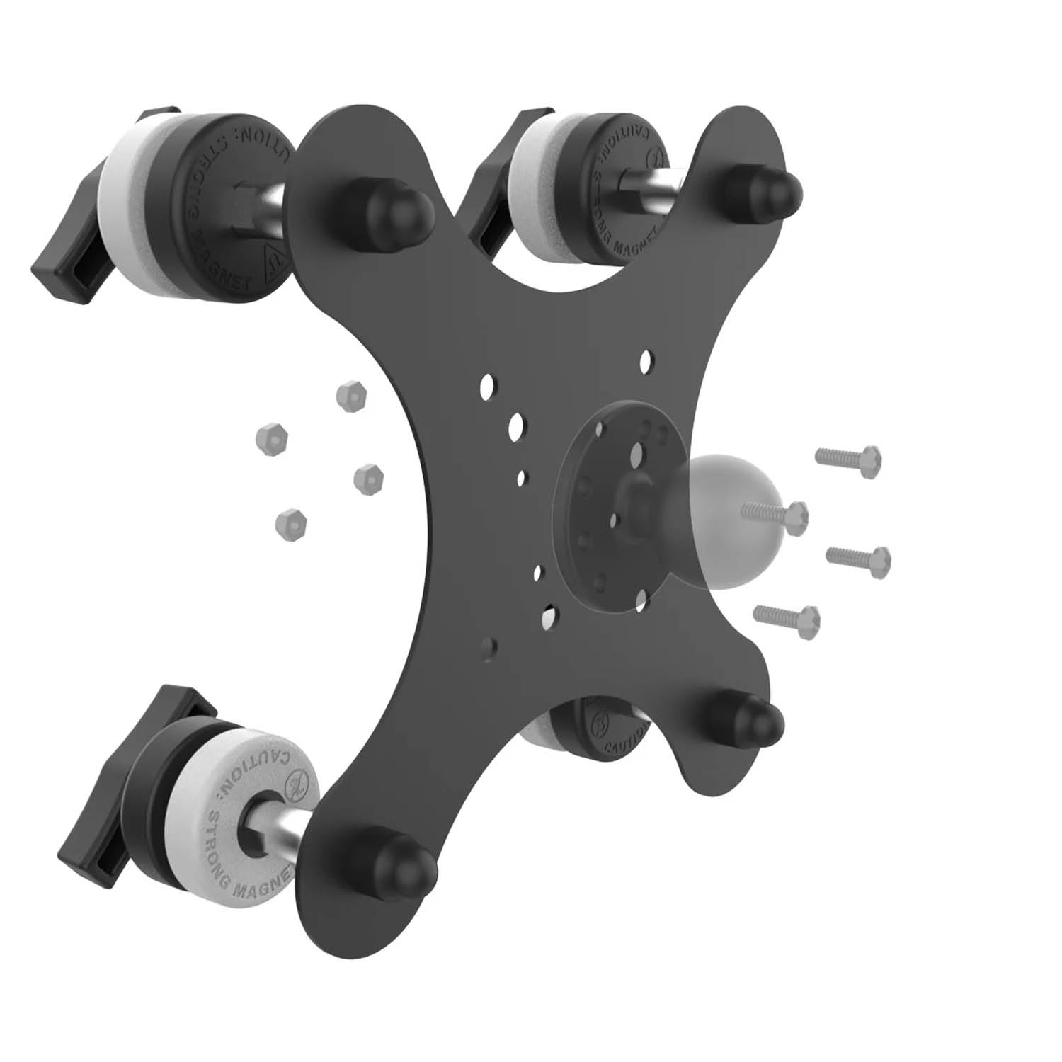 RAM Mounts Tough-Mag™ 4-Punkt Magnetbasis - neigbar für gekrümmte Scheiben, 4-Loch AMPS & VESA 75x75 mm Lochraster