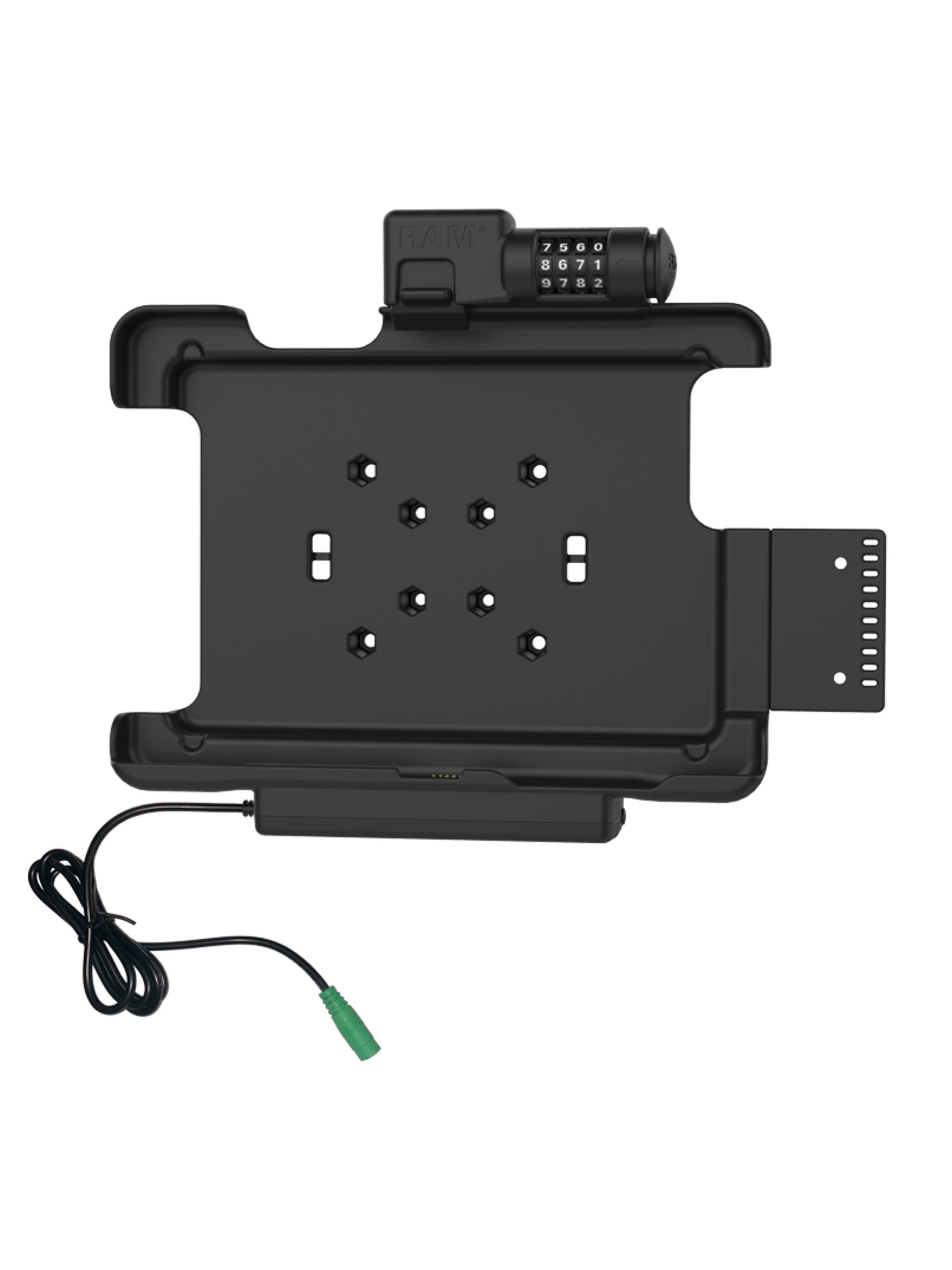 RAM Mounts Ladestation für Honeywell RT10 Tablets - abschließbar (Zahlenschloss), 5,5 mm Klinke Eingang, VESA-75x75-Aufnahme