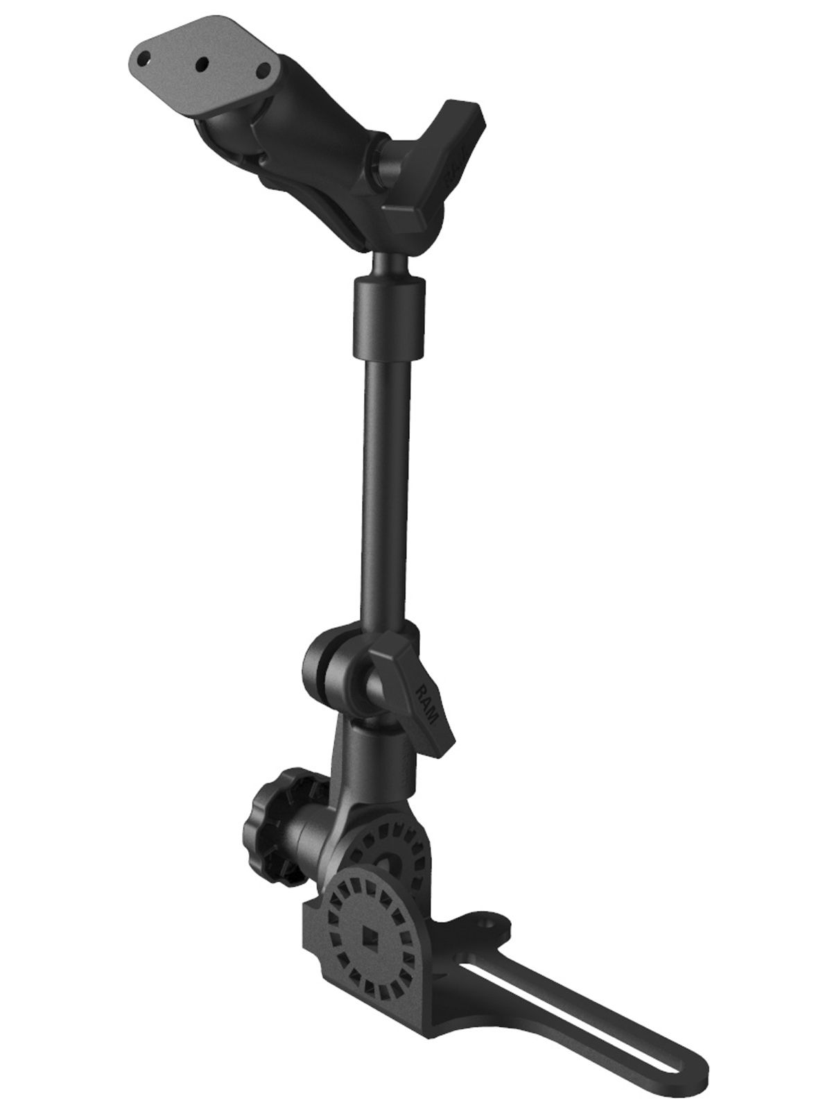 RAM Mounts Pod HD Universal Fahrzeugbefestigung mit Diamond-Anbindung (Trapez) - Ratchet-System, Stablänge 450-650 mm, mittlerer Verbindungsarm, Diamond-Basisplatte, C-Kugel (1,5 Zoll)