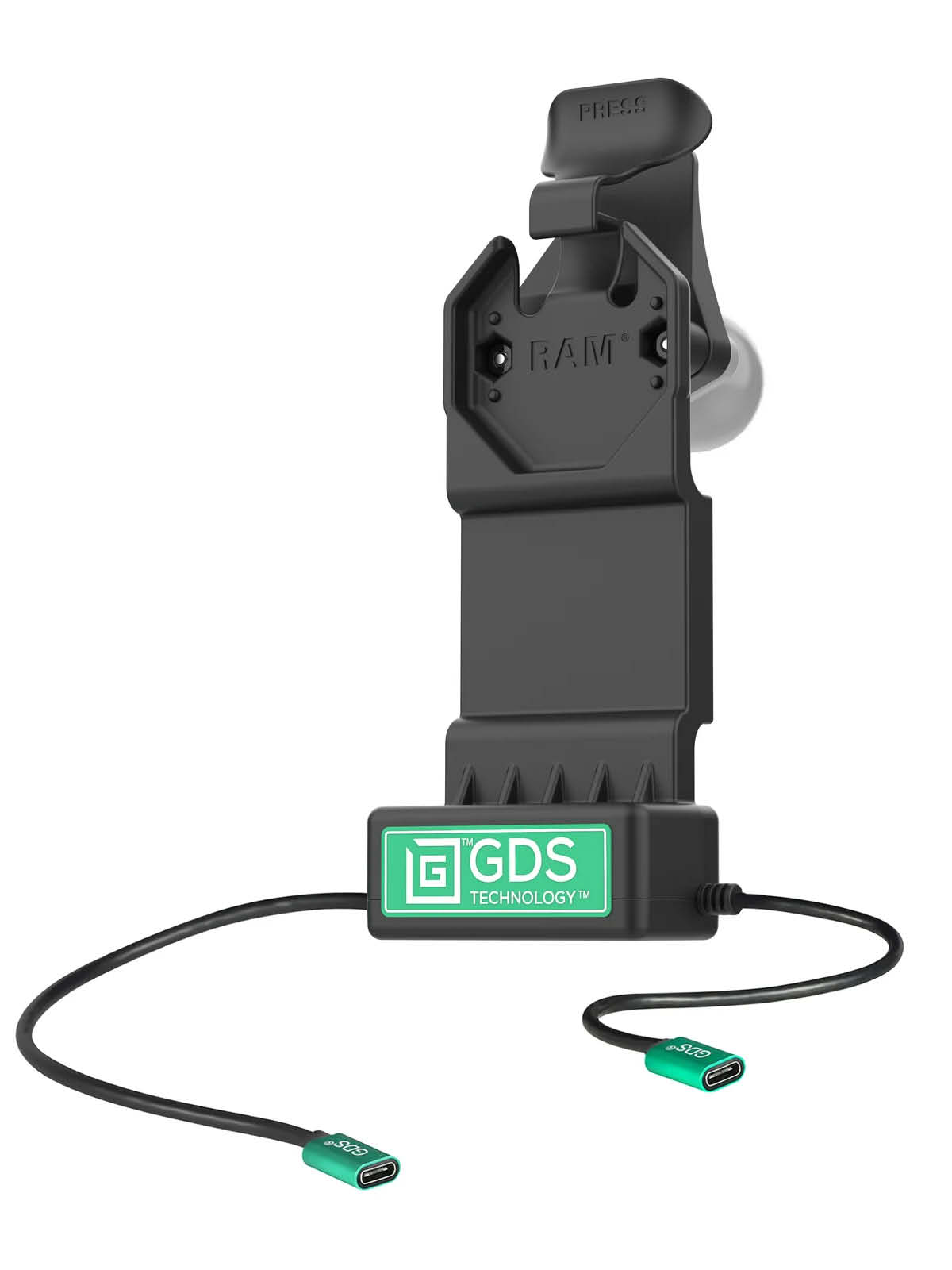 RAM Mounts GDS Uni-Conn Ladestation - 2-Lochmuster AMPS - USB-C & USB-C-Anschluss - Schrauben-Set