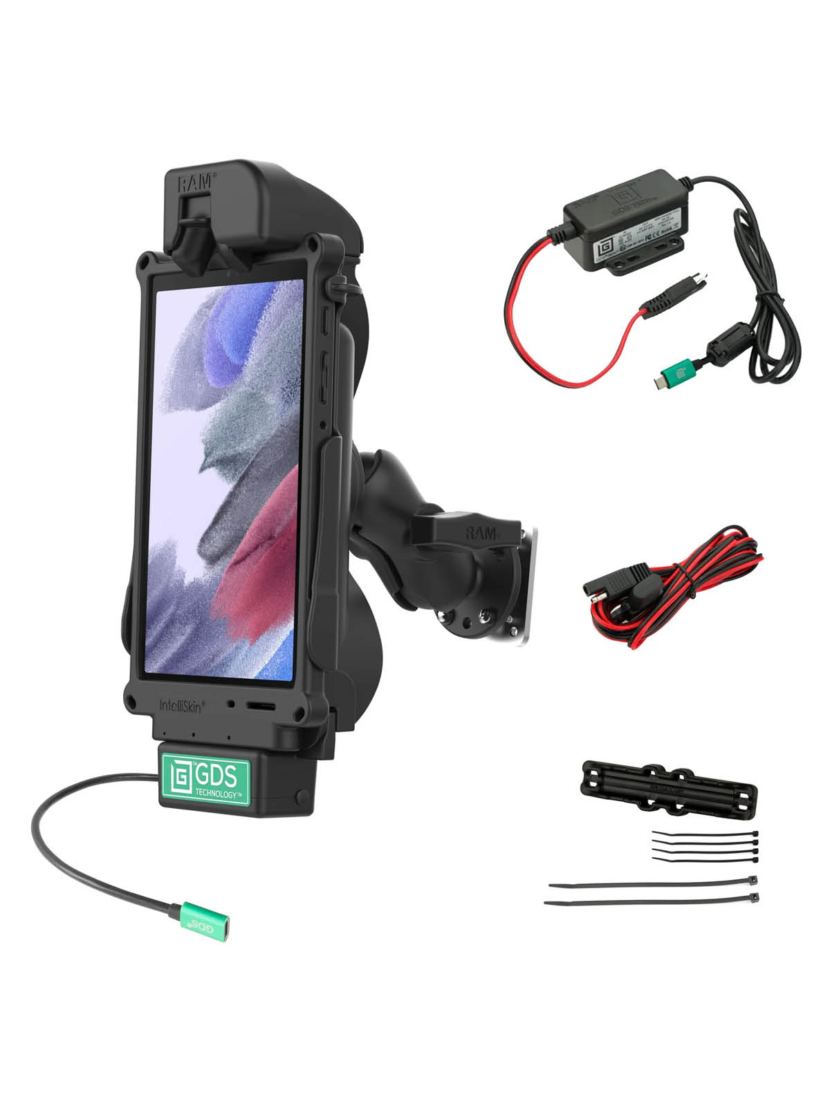 RAM Mounts GDS Tough-Dock Halteschale Set (Schnappverschluss) für Samsung Tab A7 Lite (8.7“) & A9 in IntelliSkin Schutzhülle - USB-C-Anschluss