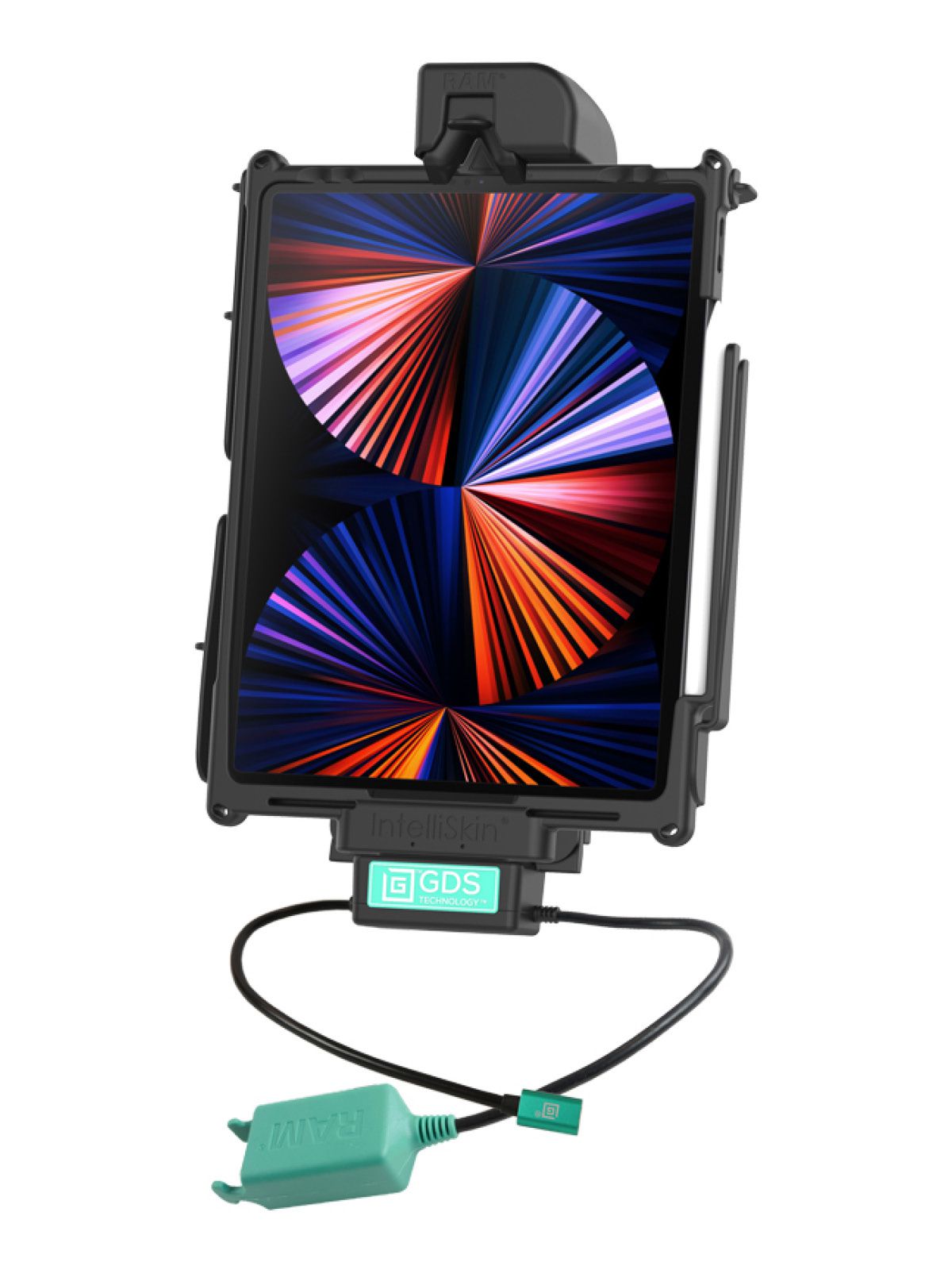 RAM Mounts GDS Tough-Dock Halteschale (Schnappverschluss) für Apple iPad Pro 12.9 (3-6 Gen.), Pro 13 & Air 13 - In IntelliSkin Next-Gen Schutzhülle - USB-C & Dual USB-A Anschluss