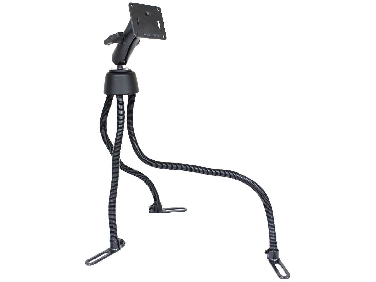 RAM Mounts Pod III Fahrzeug Sitzschienen-Befestigung mit VESA-Anbindung - flexible Stäbe (ca. 450 / 500 / 750 mm Länge), runde Basisplatte, mittlerer Verbindungsarm, VESA-Platte (75 x 75 mm, C-Kugel (1,5 Zoll)