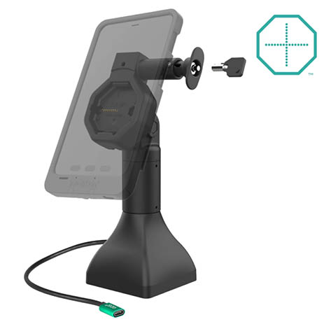 RAM Mounts GDS Uni-Conn Stand-Ladestation (7 Zoll) - Dreh- & Schwenkbar - abschliebar (Schlüssel) - USB-C-Anschluss - Rückseitige Pogo-Pads