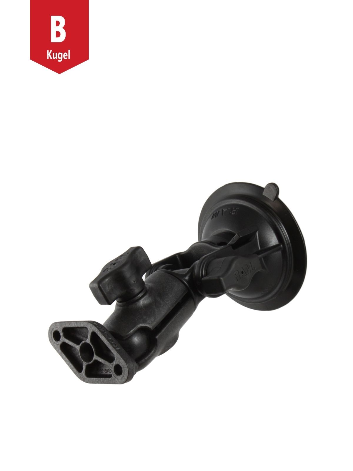 RAM Mounts Verbundstoff Saugfuss-Set mit Diamond-Anbindung - Ocatagon-Verbindungsarm mit Drehgelenk, Diamond-Basisplatte (Trapez), B-Kugel (1 Zoll), i