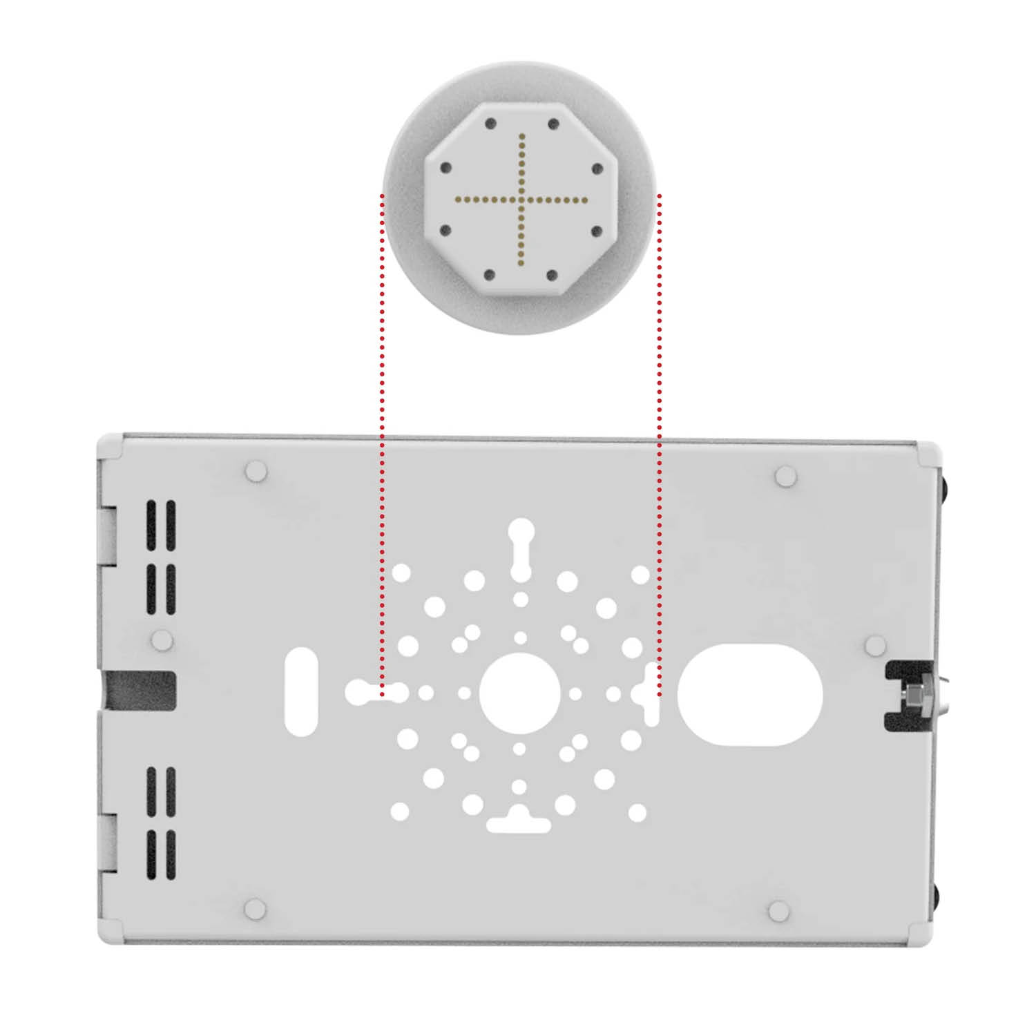RAM Mounts GDS Uni-Conn Adapter mit USB-C für Safe-Cases - hellgrau, inkl. Schrauben-Set