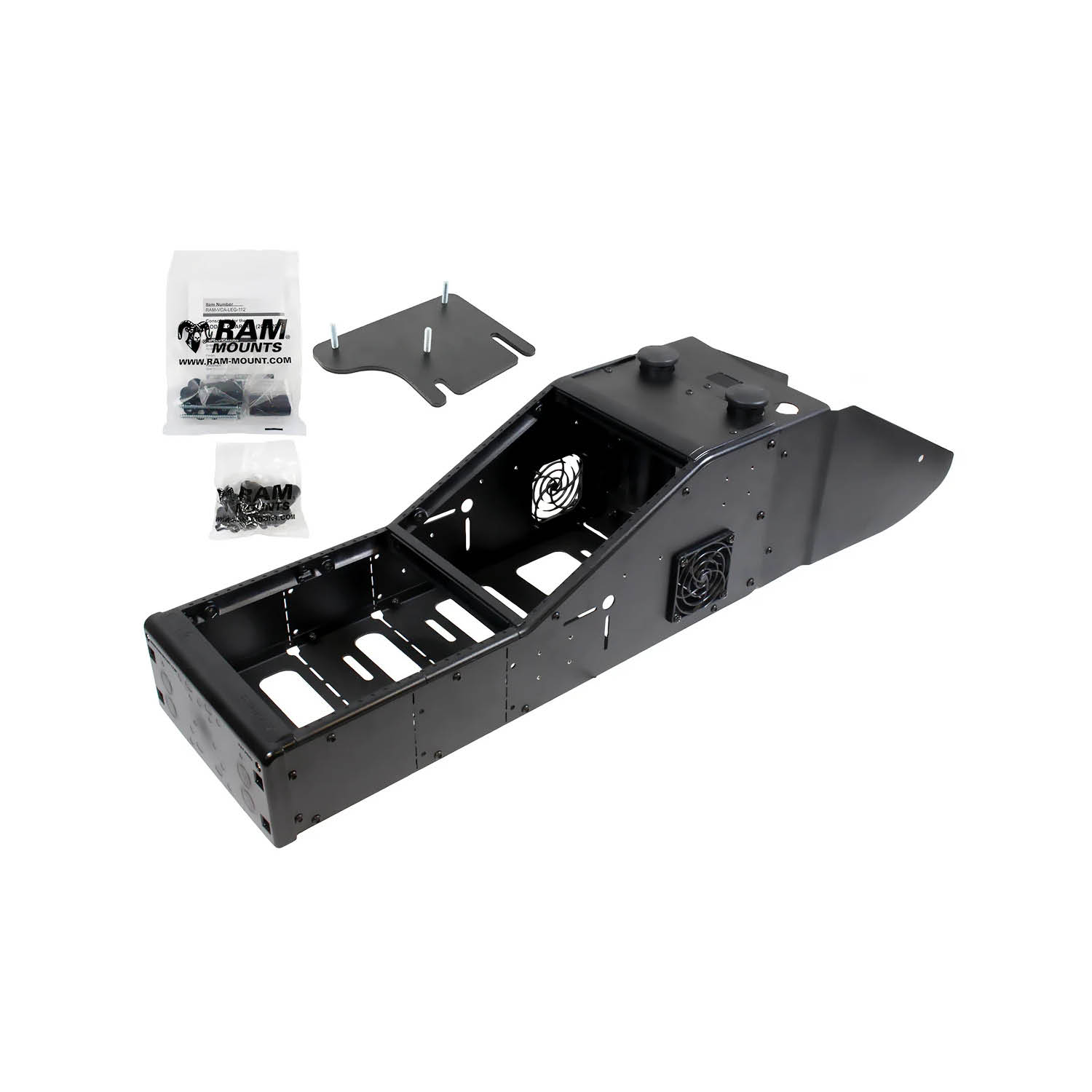 RAM Mounts Tough-Box Fahrzeug-Winkelkonsole mit Rückseitenverschalung für Dodge Charger (US Polizei)