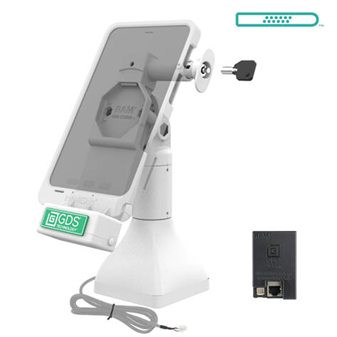 RAM Mounts GDS Uni-Conn Stand-Dockingstation (7 Zoll) - Dreh- & Schwenkbar - abschließbar (Schlüssel) - mit PoE - hellgrau