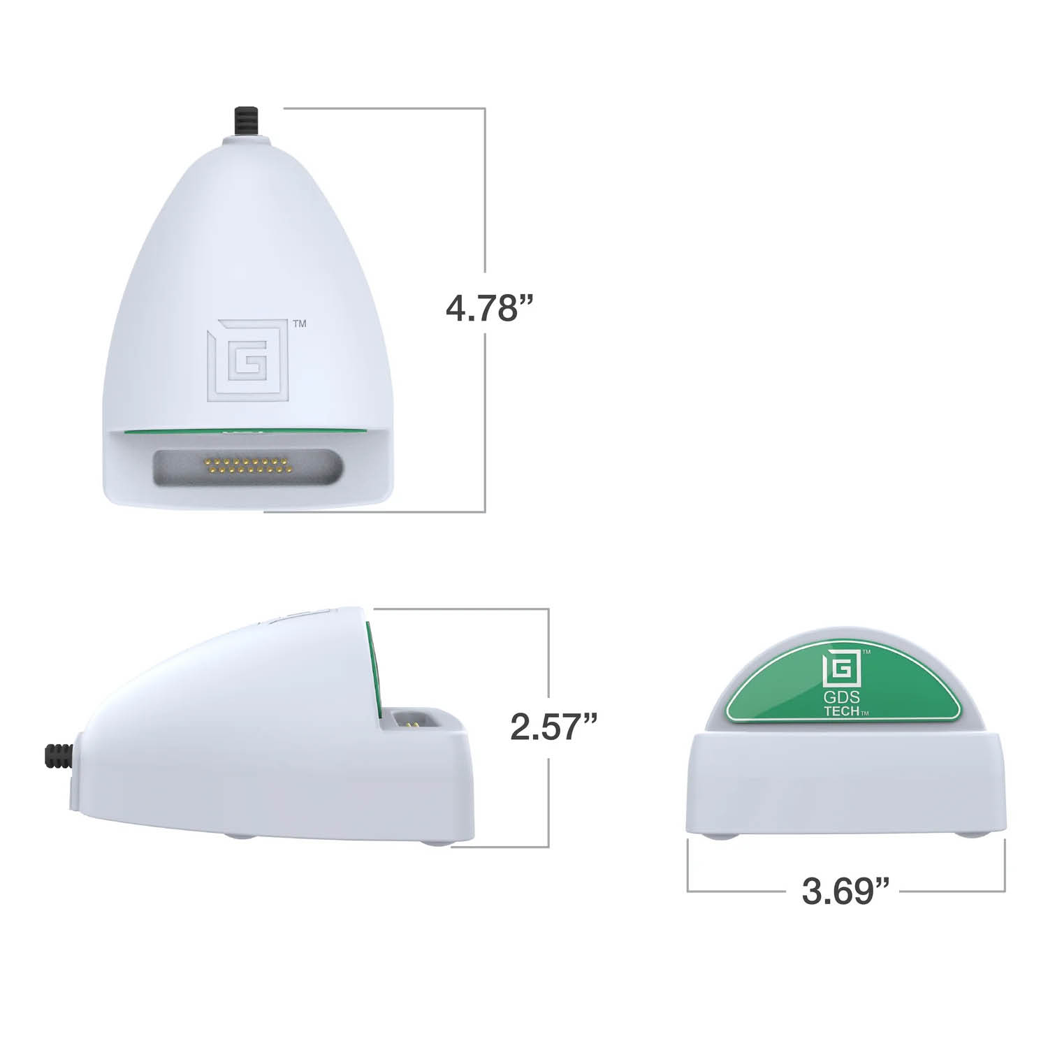RAM Mounts GDS Tisch-Ladestation (Low-Profile) mit Power Delivery für große Tablets in IntelliSkin Schutzhülle - USB-C 3.1 - Hellgrau