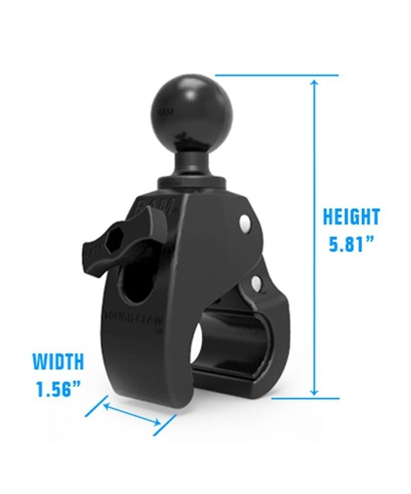 RAM Mounts Tough-Claw Halteklammer (mittel) mit Feststellschraube - C-Kugel (1,5 Zoll), Durchmesser 25,4-40,6 mm