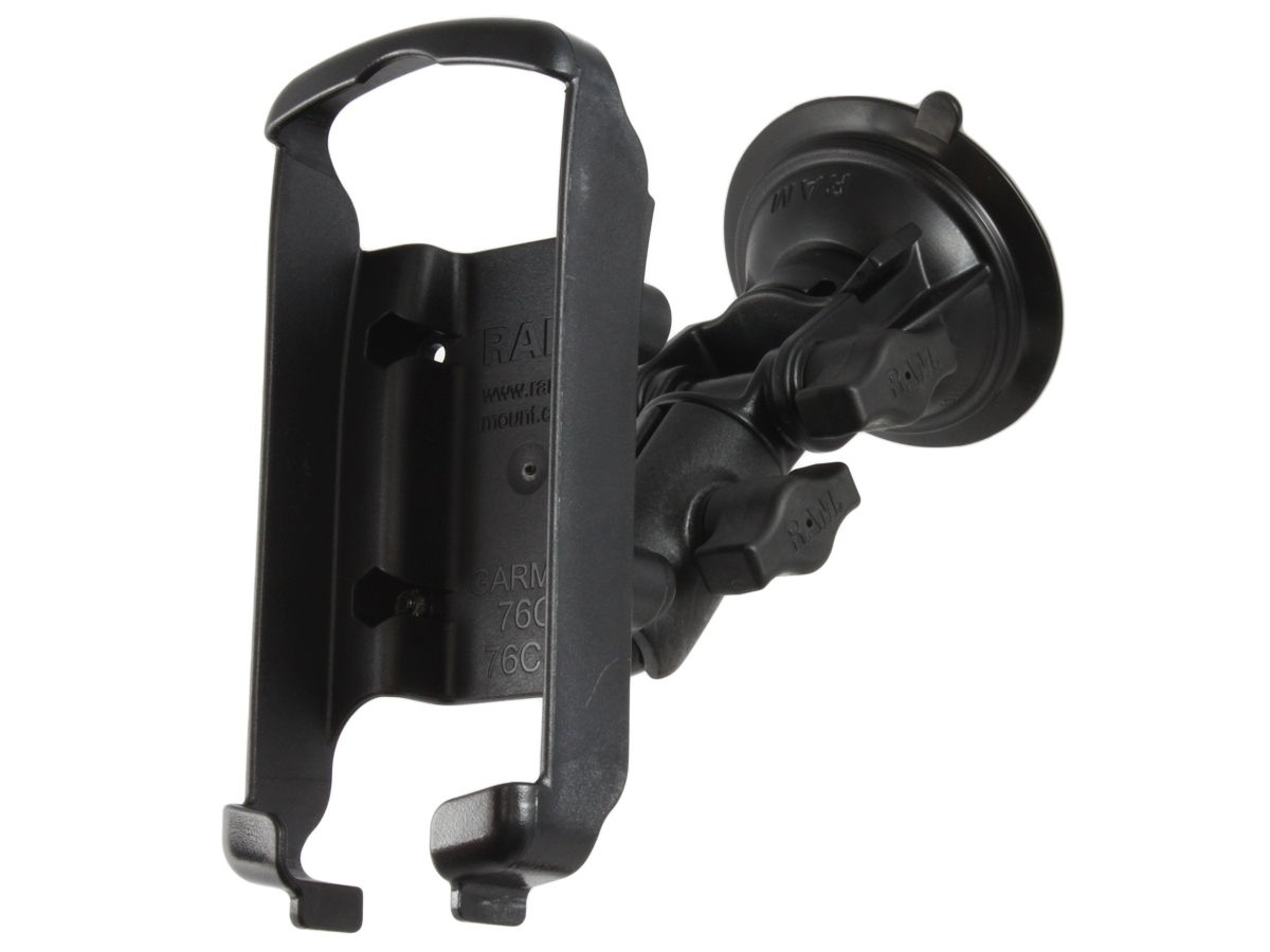 RAM Mounts Verbundstoff Saugfuss-Halterung Garmin GPS 76er/96er Serie - Ocatagon-Verbindungsarm mit Drehgelenk, Diamond-Basisplatte (Trapez), Halteschale, B-Kugel (1 Zoll)