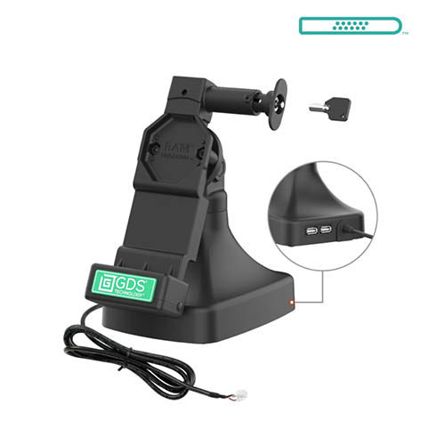 RAM Mounts GDS Uni-Conn Stand-Dockingstation (abschließbar) - Dreh- & Schwenkbar - PoE & Daten - Pogo-Pads unten