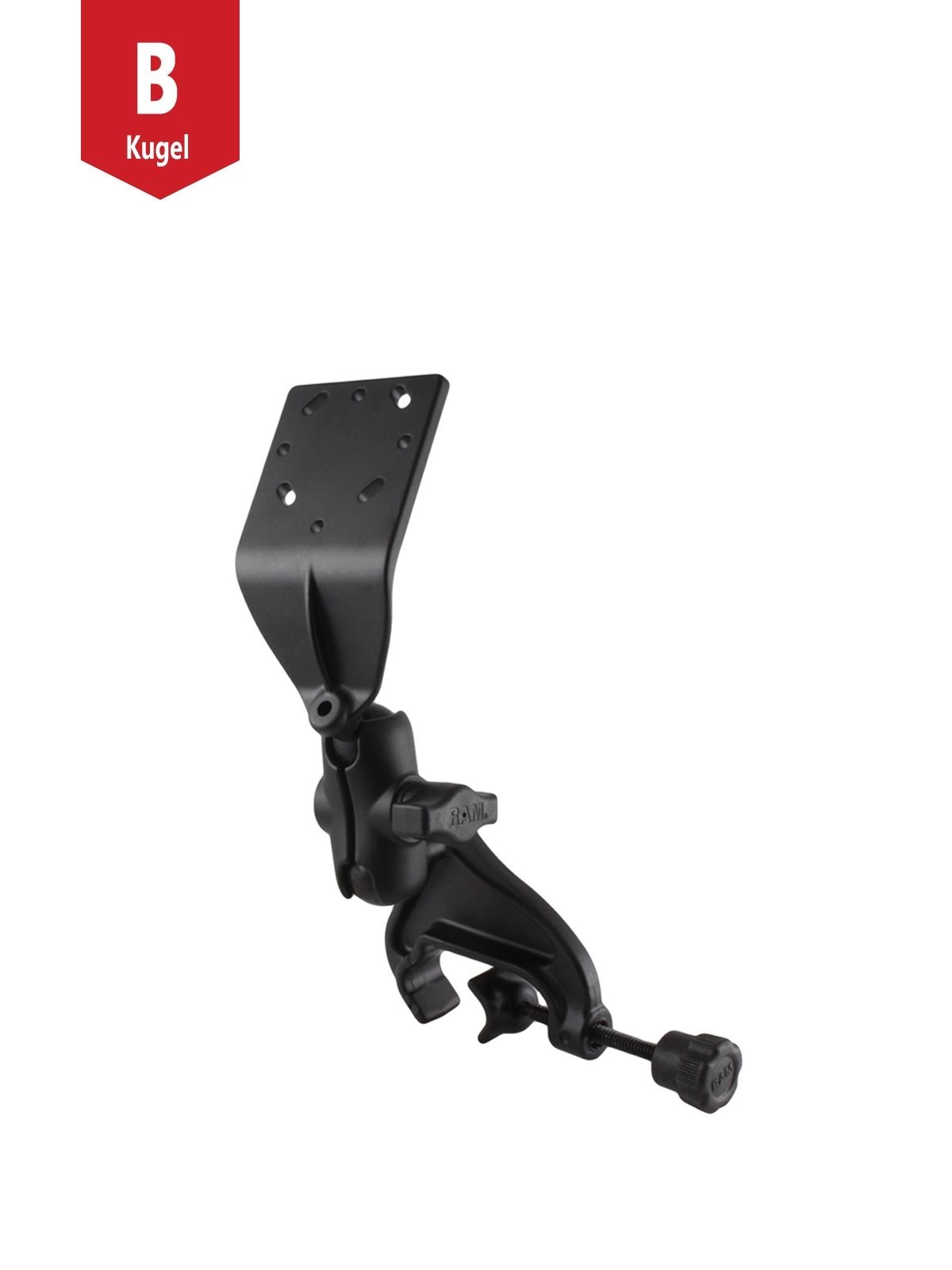 RAM Mounts Luftfahrt-Set - B-Kugel (1 Zoll), Steuerhornklammer, kurzer Verbindungsarm, gewölbte Adapterplatte