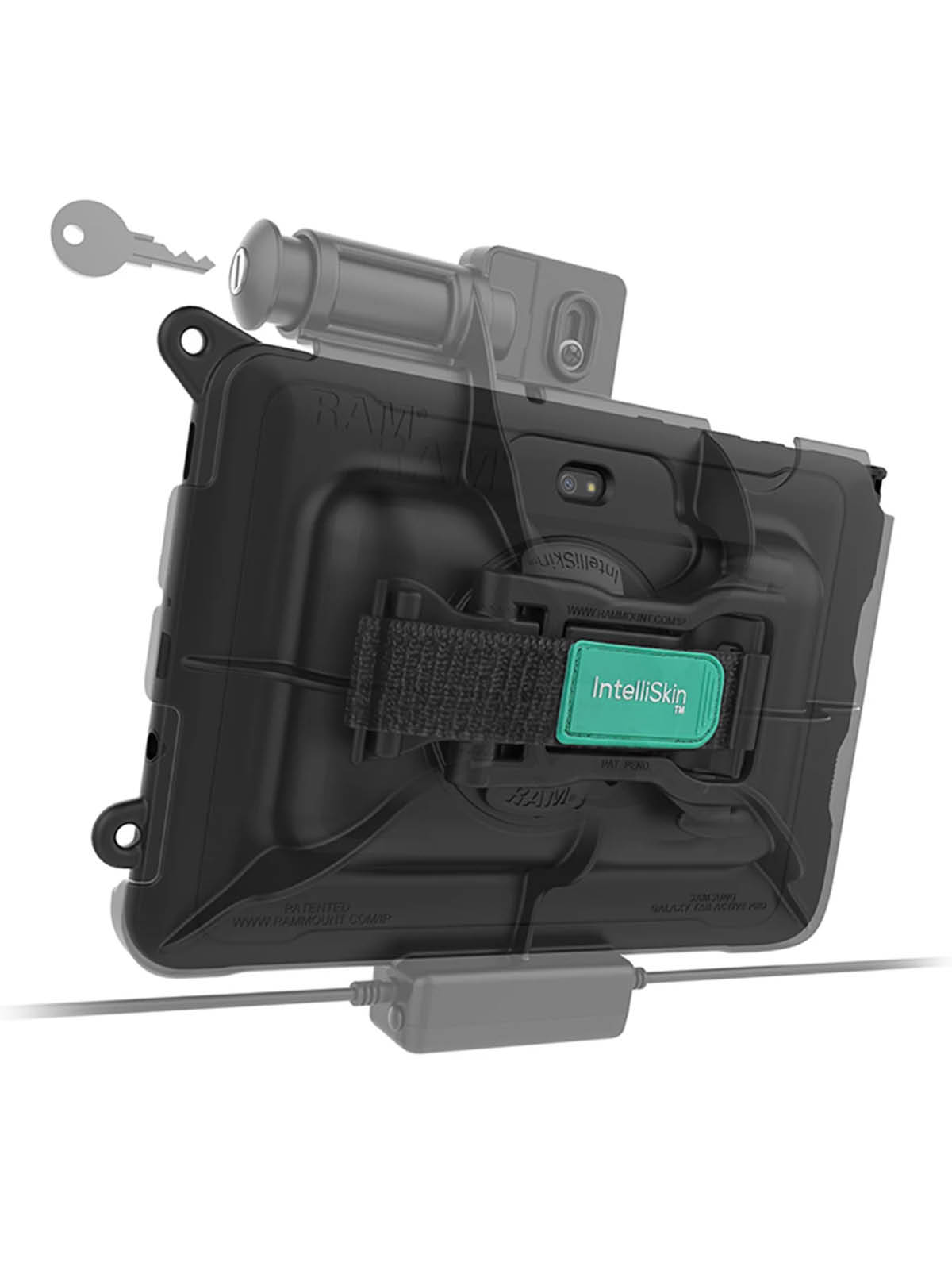 RAM Mounts Form-Fit Halteschale (Schlüsselverriegelung) für Samsung Tab Active4 Pro & Active5 Pro - in OEM/RAM Schutzhülle - USB-C Strom & Daten-Anschluss