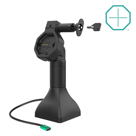 RAM Mounts GDS Uni-Conn Stand-Ladestation (7 Zoll) - Dreh- & Schwenkbar - abschliebar (Schlüssel) - USB-C-Anschluss - Rückseitige Pogo-Pads