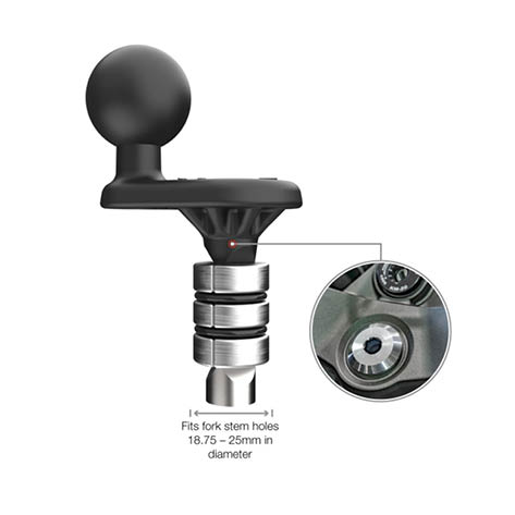 RAM Mounts Motorrad-Basisbefestigung Lenkerkopf - B-Kugel (1 Zoll), für Innendurchmesser 19-25 mm