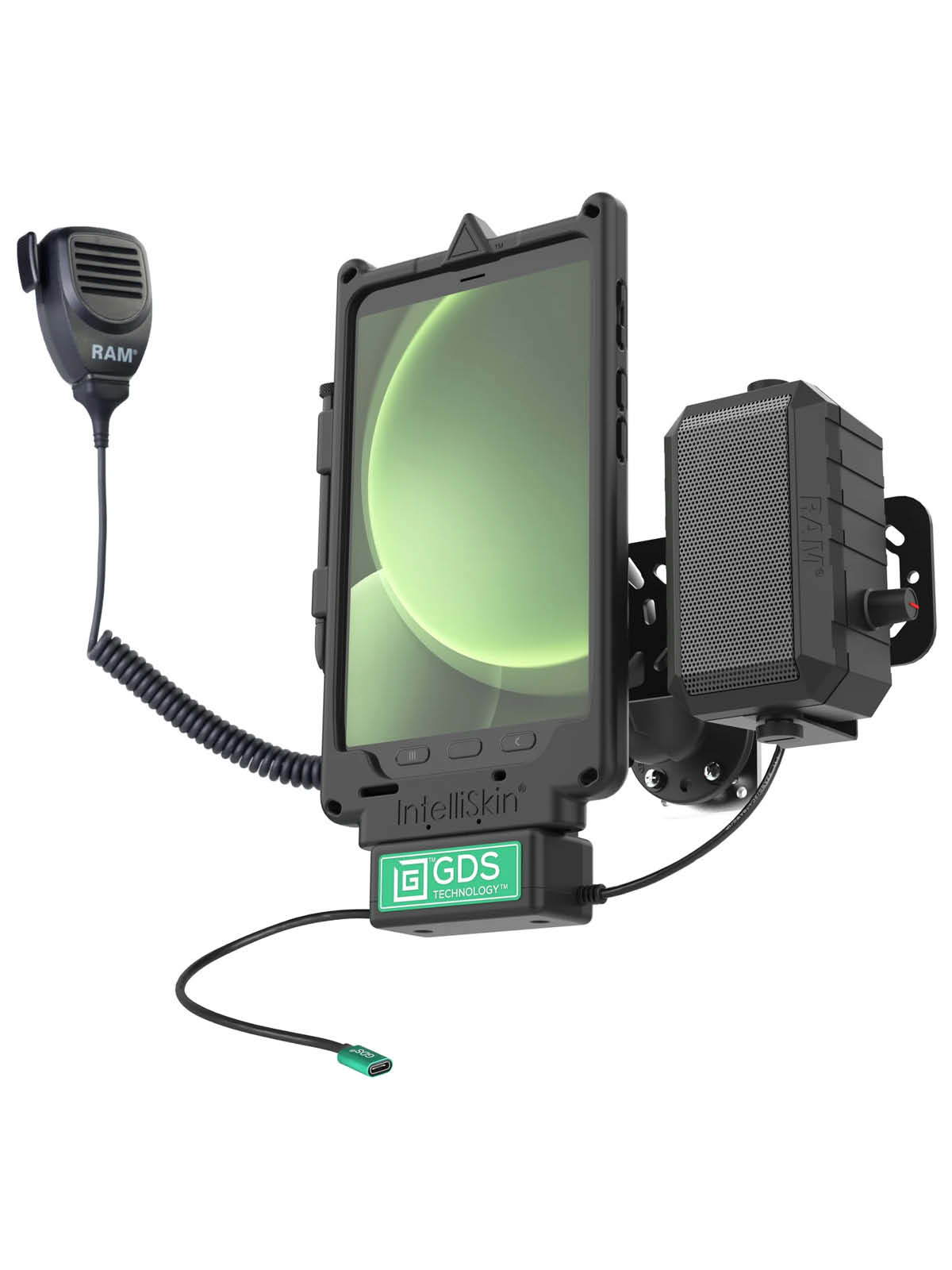 RAM Mounts GDS Uni-Conn PTT Fahrzeug-Kit für Samsung Tab Active5 - USB-C-Anschluss - C-Kugel (1,5 Zoll)