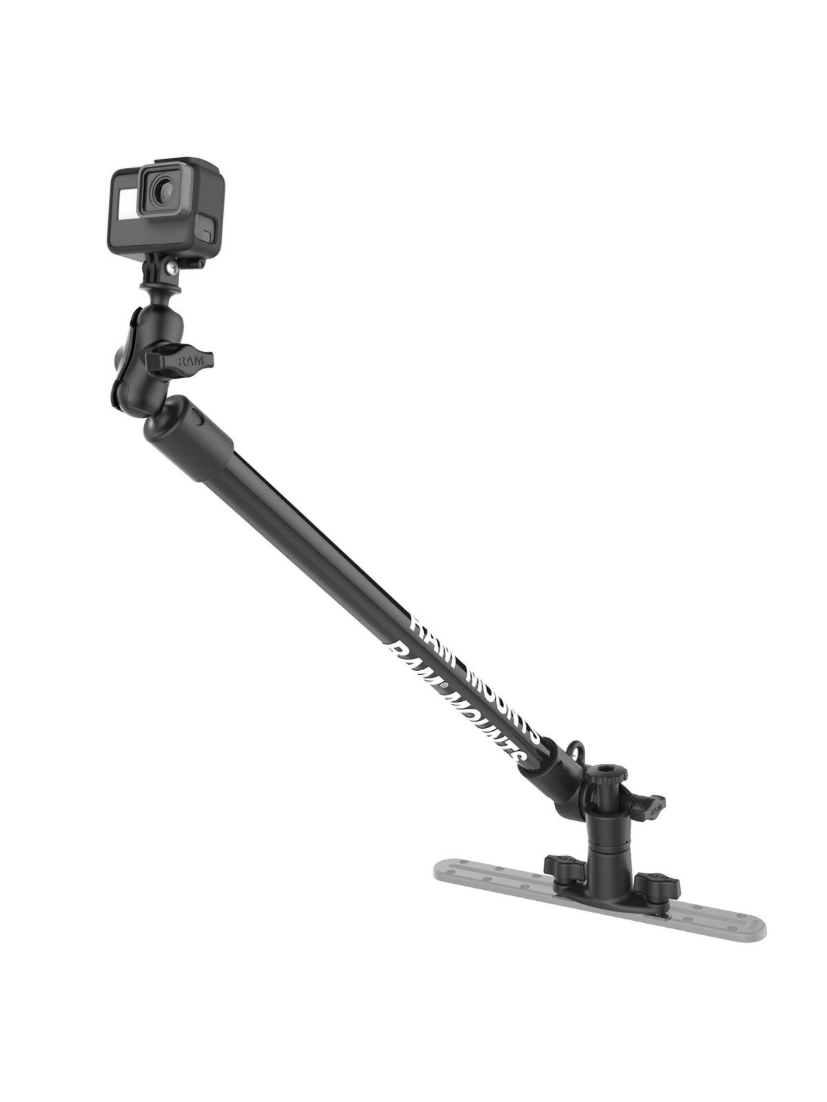 RAM Mounts Tough-Pole GoPro Kamerahalterung für Tough-Track Schienen - B-Kugel (1 Zoll), Gesamtlänge ca. 600 mm, Doppel T-Slot Basis