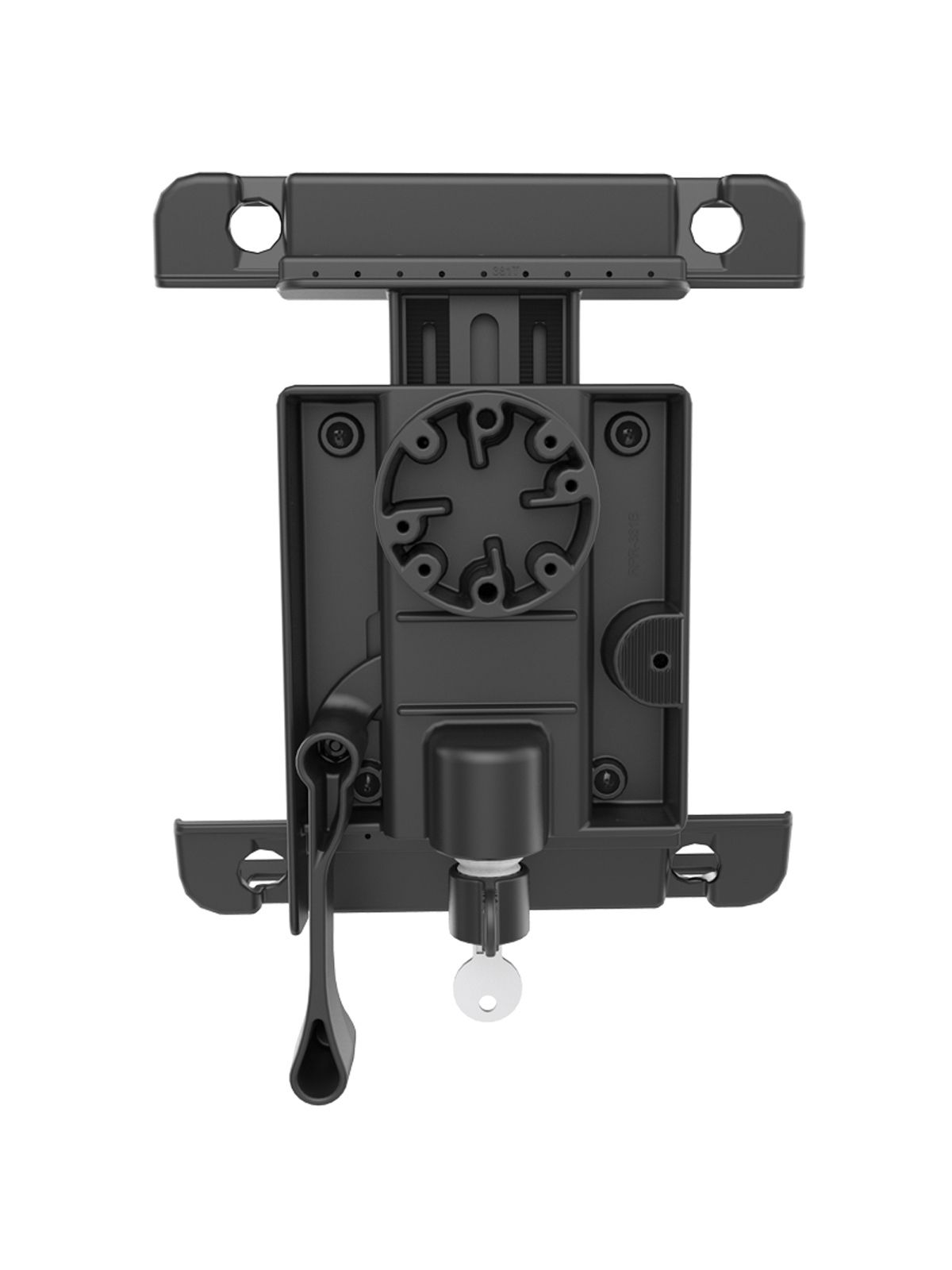 RAM Mounts Universal Tab-Lock Halteschale (abschließbar) für Apple iPad 1-4 (mit/ohne Schutzhüllen/-gehäuse) - AMPS-Aufnahme, Schrauben-Set