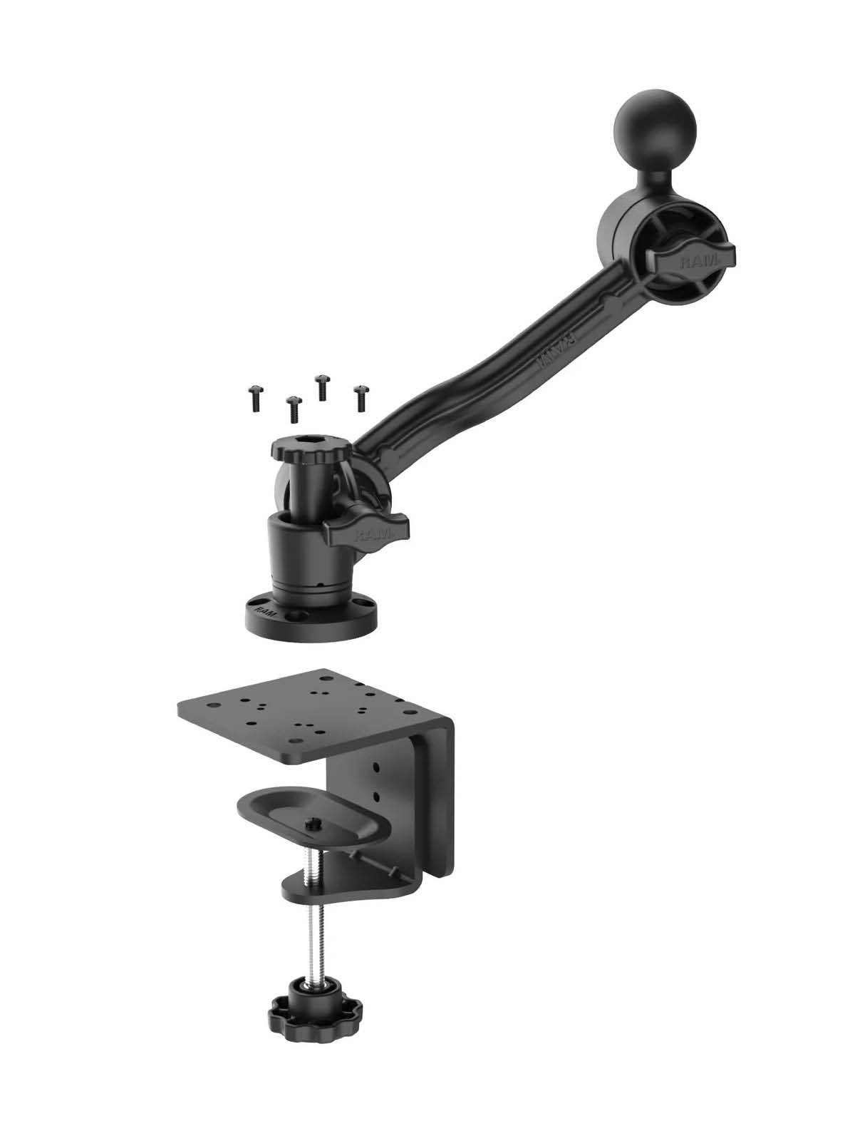 RAM Mounts Tisch-Schraubklemme mit Schwenk- und Rastarm - C-Kugel (1,5 Zoll)