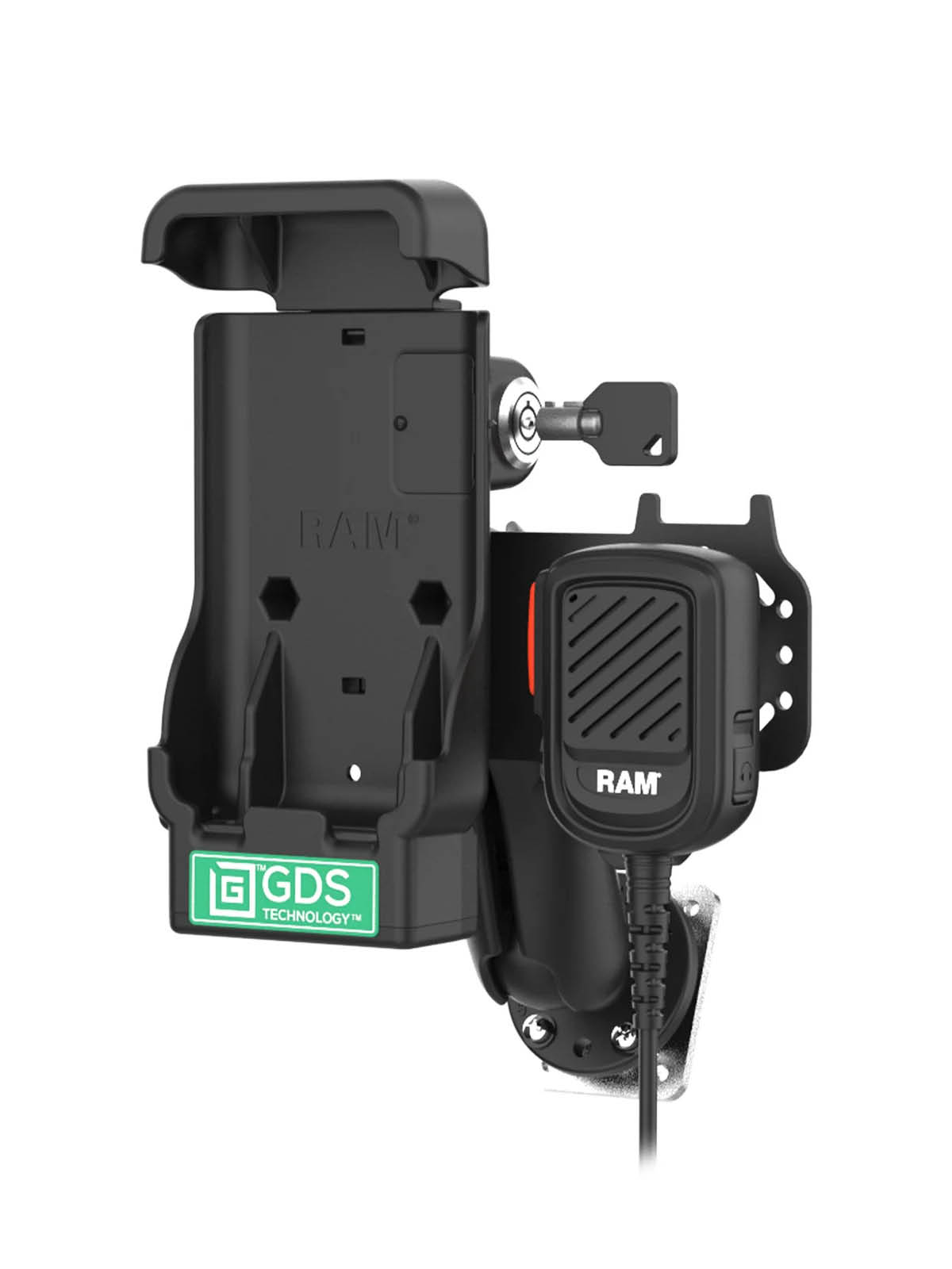 RAM Mounts GDS PTT Speaker Mic Kit (Zello) Bundle für Samsung XCover7 Pro & XCover6 Pro in IntelliSkin Schutzhülle - Abschließbar (Pin-Lock) - USB-C Anschluss - Aufbau-Set