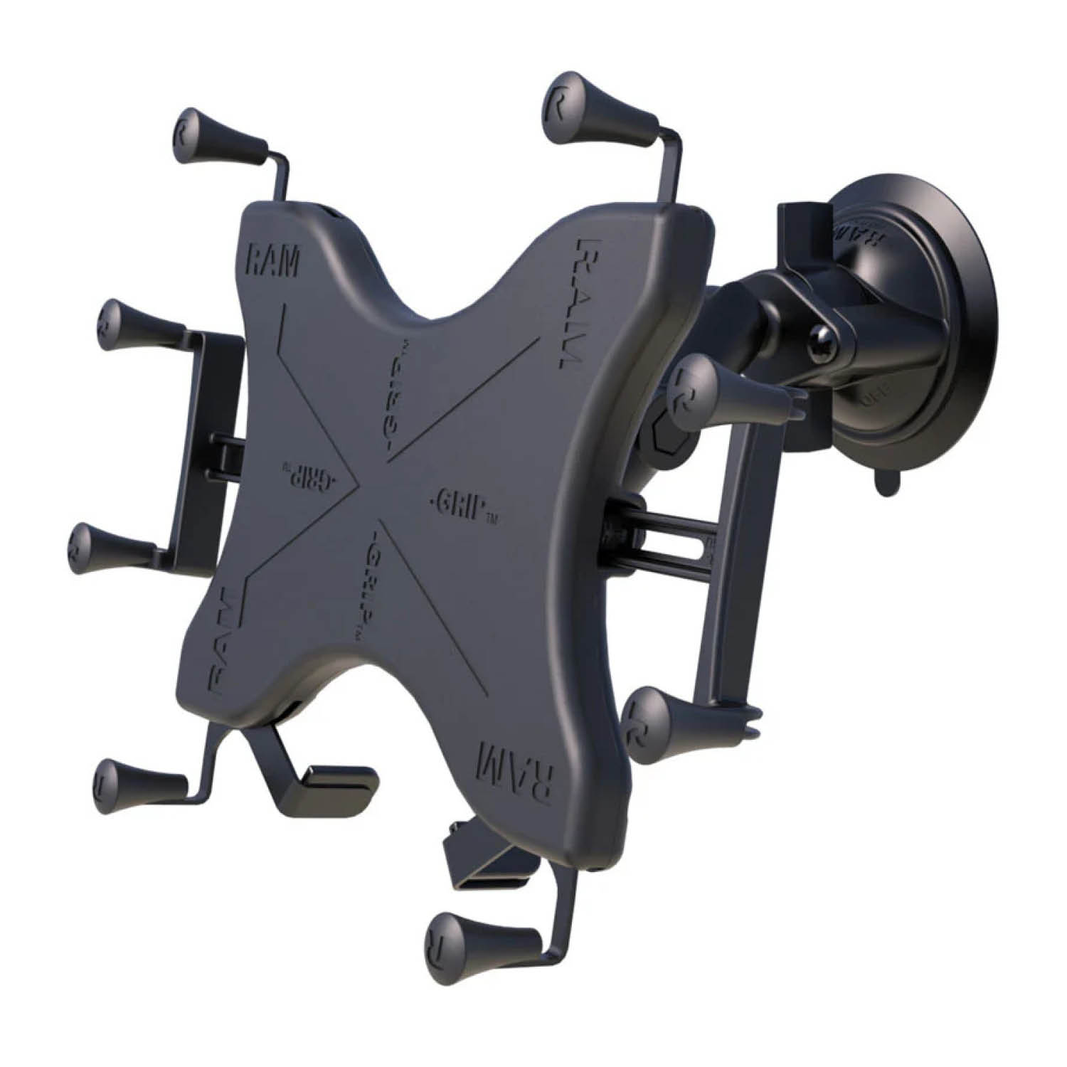 RAM Mounts X-Grip Saugfuß-Halterung für 12-13 Zoll Tablets - Runde Basiskugel - Mittlerer Verbindungsarm - Saugfuß mit Trapez-Basiskugel - B-Kugel (1 Zoll) - Schrauben-Set