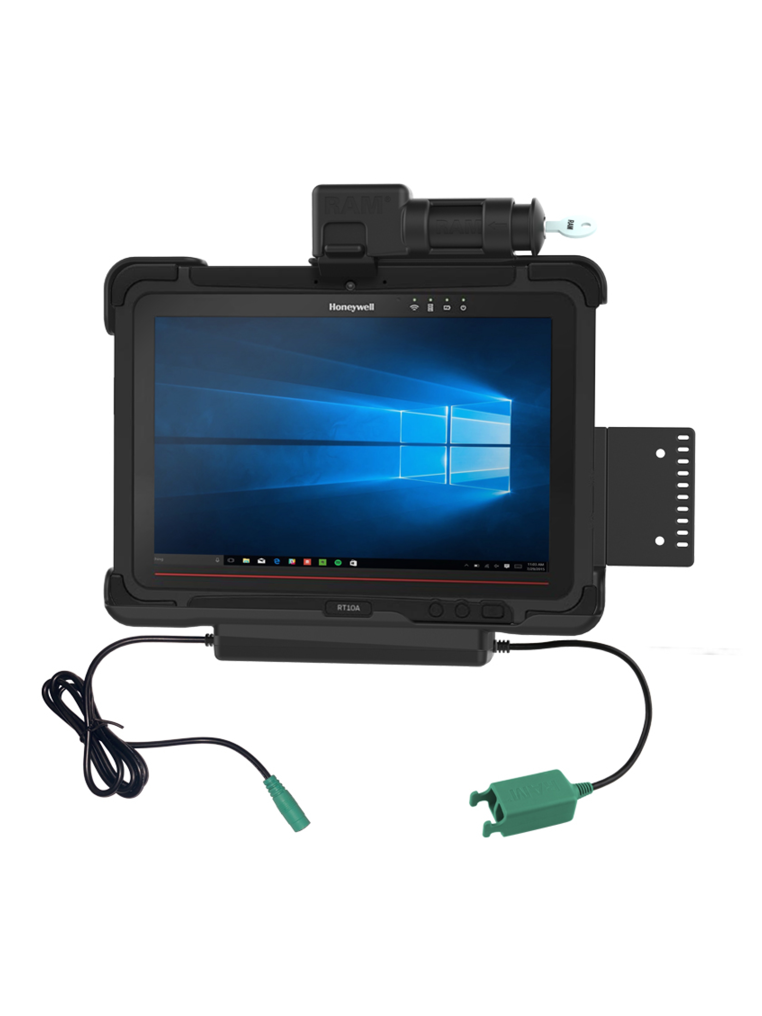 RAM Mounts Form-Fit Halteschale (Schlüsselverriegelung) für Honeywell RT10 Rugged Tablet - 5.5mm DC & Dual USB-A-Anschluss