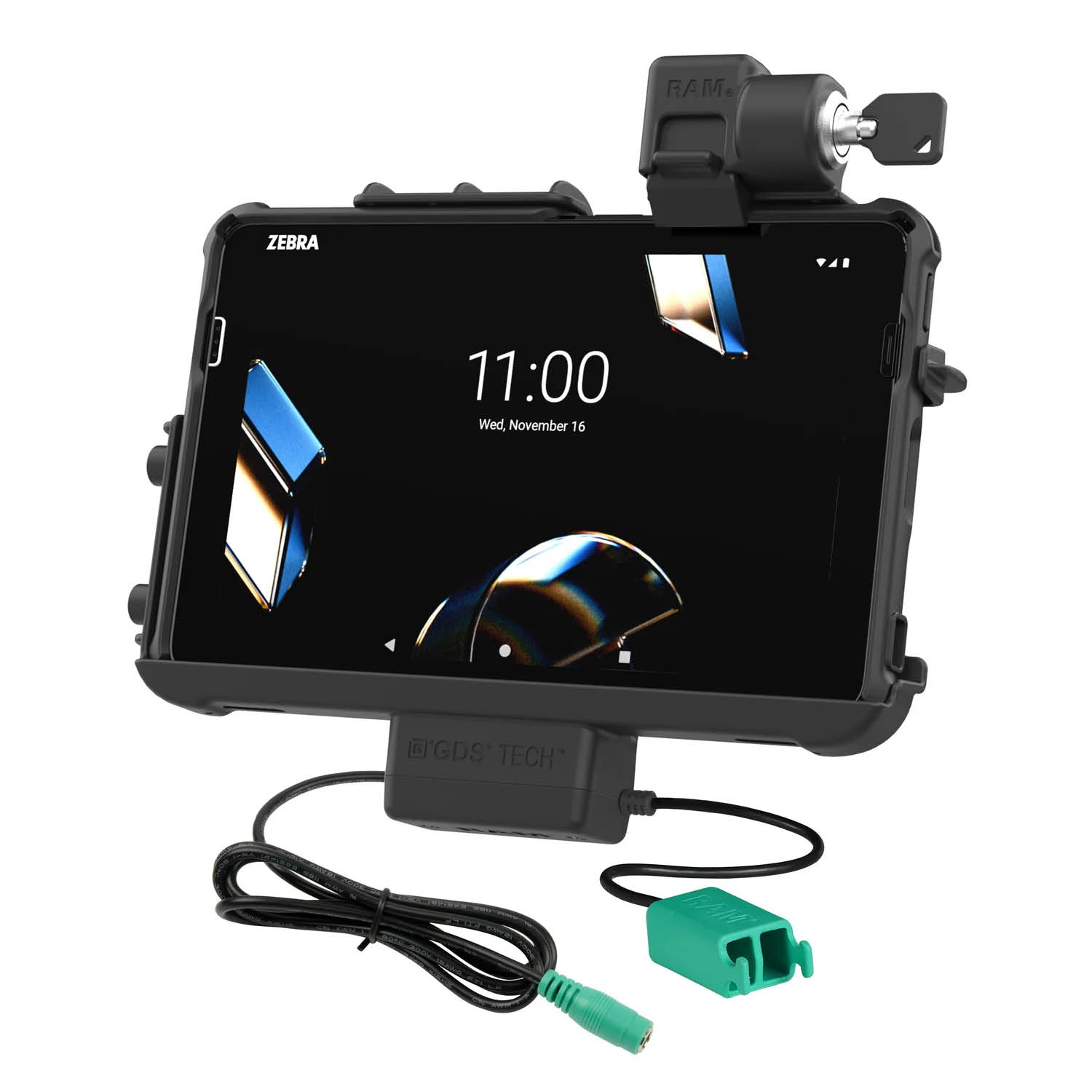 RAM Mounts Thin-Dock (Key-Locking) for Zebra ET401 & ET4x (10") Tablets - With or without RAM Skin/Rugged Boot - 5.5mm DC Power & Dual USB-A Connector