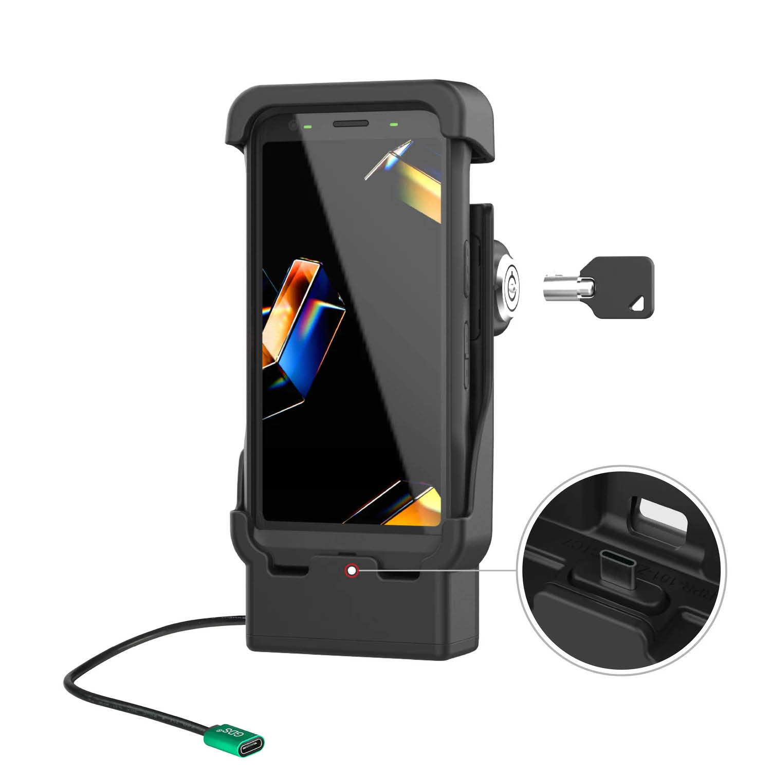 RAM Mounts Form-Fit Holder (Key-locking) with USB-C for Zebra TC501 - 2-Loch AMPS - USB-C Connector