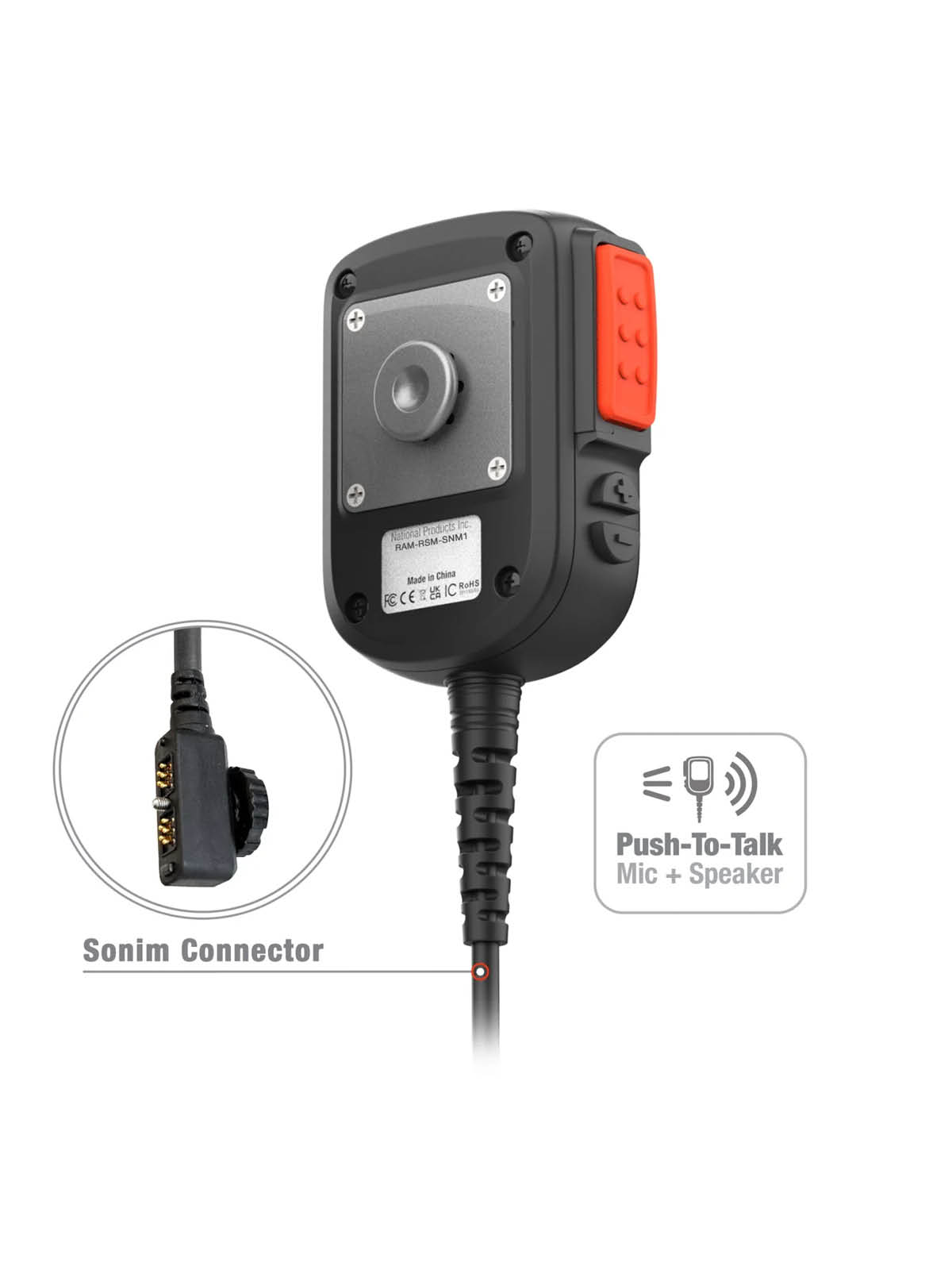 RAM Mounts Handmikrofon mit Lautsprecher und Sonim SecureAudio-Verbindung
