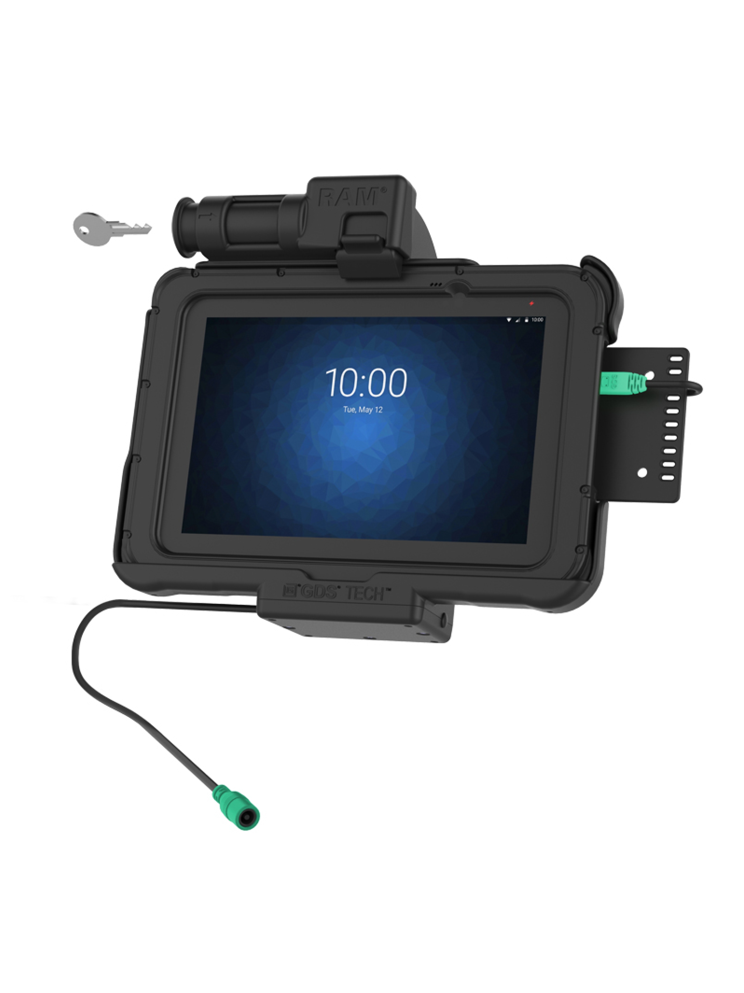 RAM Mounts Form-Fit Halteschale (Schlüsselverriegelung) für Zebra ET5x 8.3“ & 8.4“ Serie - In Rugged Boot - 5.5mm DC-Anschluss