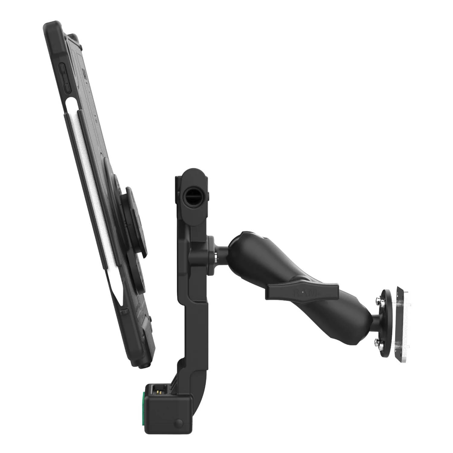RAM Mounts GDS Uni-Conn Fahrzeug-Ladestation für Apple iPad 10./11. Gen. - C-Kugel (1,5 Zoll), Stahl-Verstärkungsplatte (53,34 x 66,04 mm), USB-C-Anschluss, 4-Loch AMPS