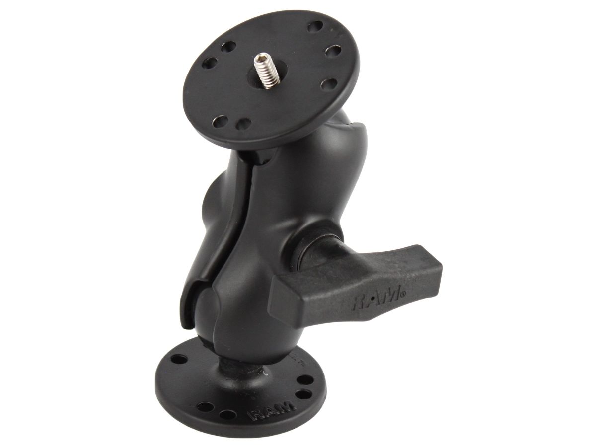 RAM Mounts Aufbau-Set (kurz) mit 1/4"-20 Gewindestift für Kameras - mit runder Basisplatte (AMPS), C-Kugel (1,5 Zoll), im Polybeutel