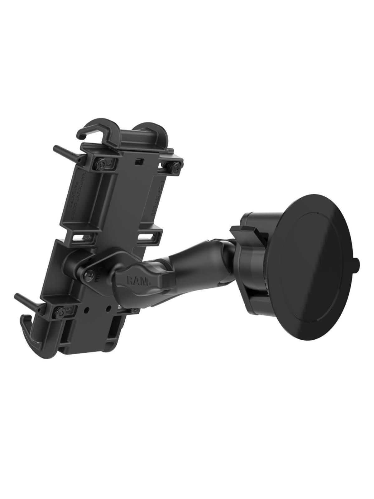 RAM Mounts Quick-Grip Universal Saugfuss-Halterung für elektronische Geräte - B-Kugel (1 Zoll), mittlerer Verbindungsarm