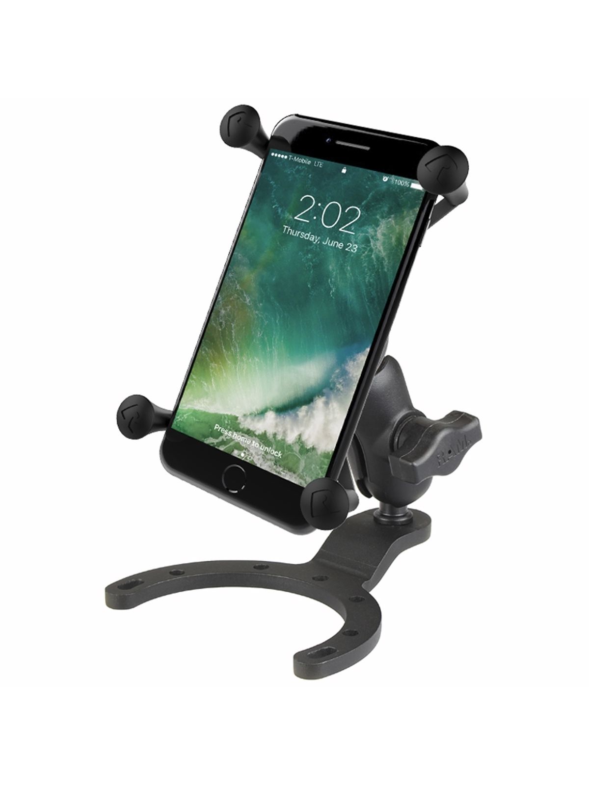 RAM Mounts X-Grip Motorrad-Halterung für Smartphones bis 114,3 mm Breite - B-Kugel (1 Zoll), Tank-Basis (BMW, Kawasaki), kurzer Verbindungsarm