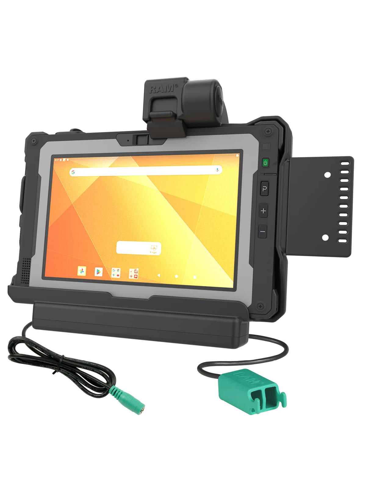 RAM Mounts Form-Fit Halteschale (Schnappverschluss) für Getac ZX80 Rugged Tablet - 5.5mm DC & Dual USB-A-Anschluss