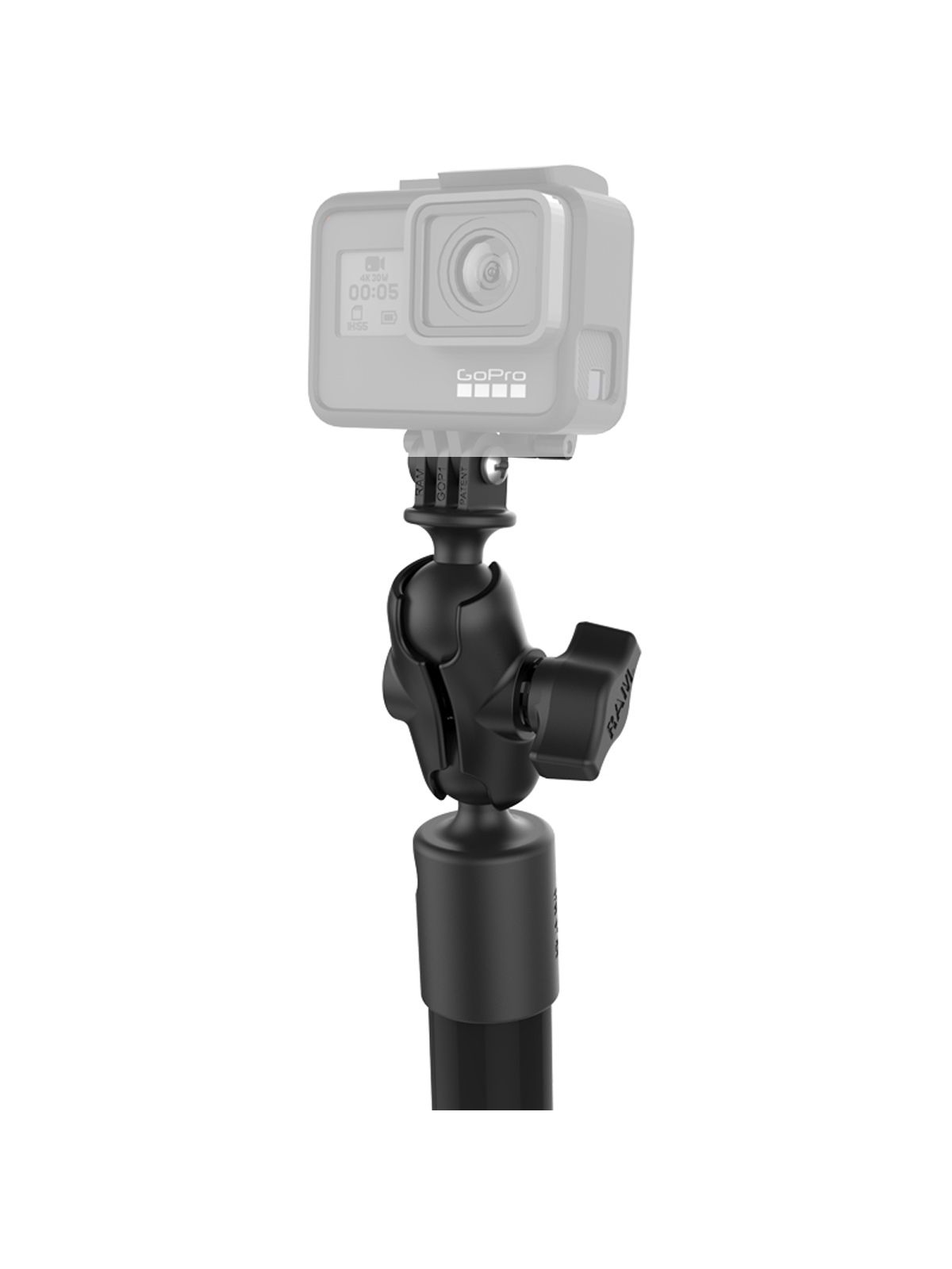 RAM Mounts Stand-Saugfuss mit GoPro-Adapter - Saugfuss, Kunststoffrohr (ca. 450 mm), kurzer Verbindungsarm, GoPro-Adapter, B-Kugel (1 Zoll)