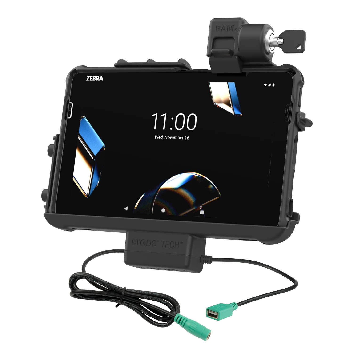 RAM Mounts Thin-Dock (Key-locking) for Zebra ET401 & ET4x (10") Tablets - With or without RAM Skin/Rugged Boot - 5.5mm DC Power & USB-A Connector