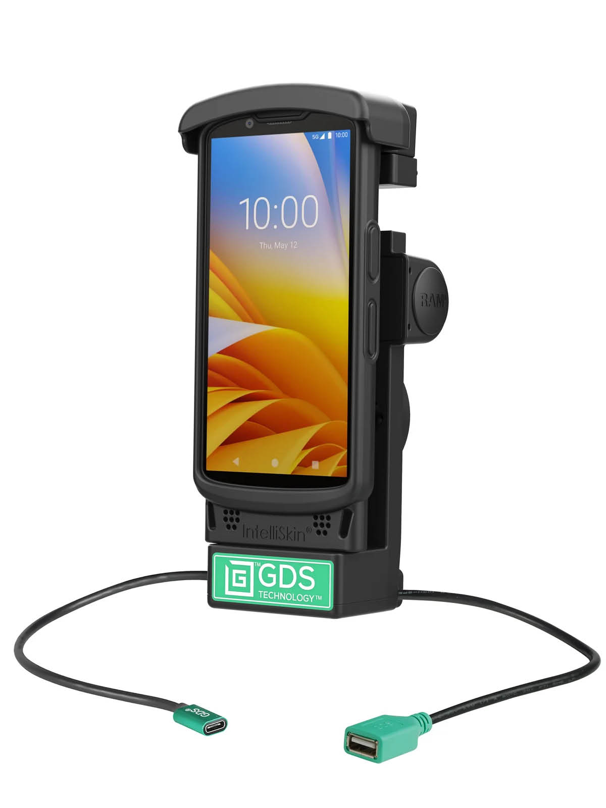 RAM Mounts GDS Halteschale für Zebra TC2x & TC5x Serie in IntelliSkin Schutzhülle - USB-C & USB-A-Anschluss