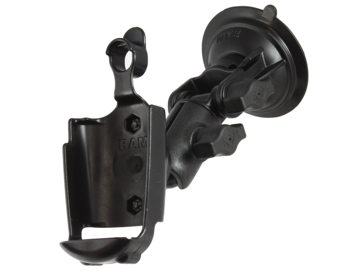 RAM Mounts Verbundstoff Saugfuss-Halterung Garmin Rino 52x - Ocatagon-Verbindungsarm mit Drehgelenk, Diamond-Basisplatte (Trapez), Halteschale, B-Kugel (1 Zoll)