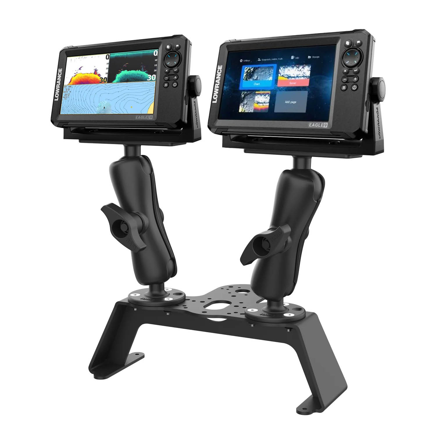 RAM Mounts Montage-Rahmen mit 2 Befestigung-Sets - D-Kugel (2,25 Zoll), Garmin, Lowrance, Humminbird