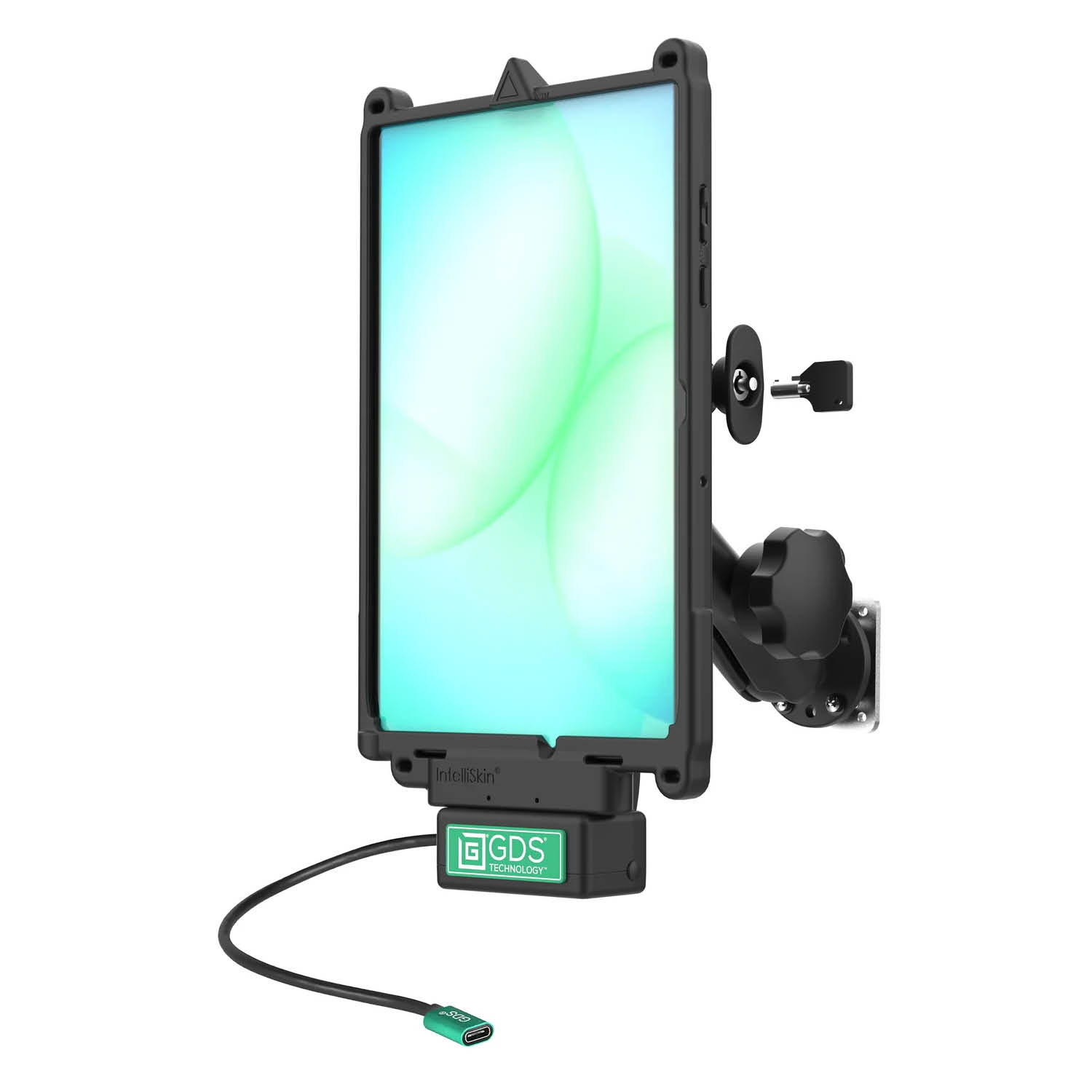 RAM Mounts GDS Uni-Conn™ Fahrzeug-Ladestation (abschließbar) für Samsung Tab A11+ in IntelliSkin Schutzhülle - C-Kugel (1,5 Zoll) - USB-C Anschluss