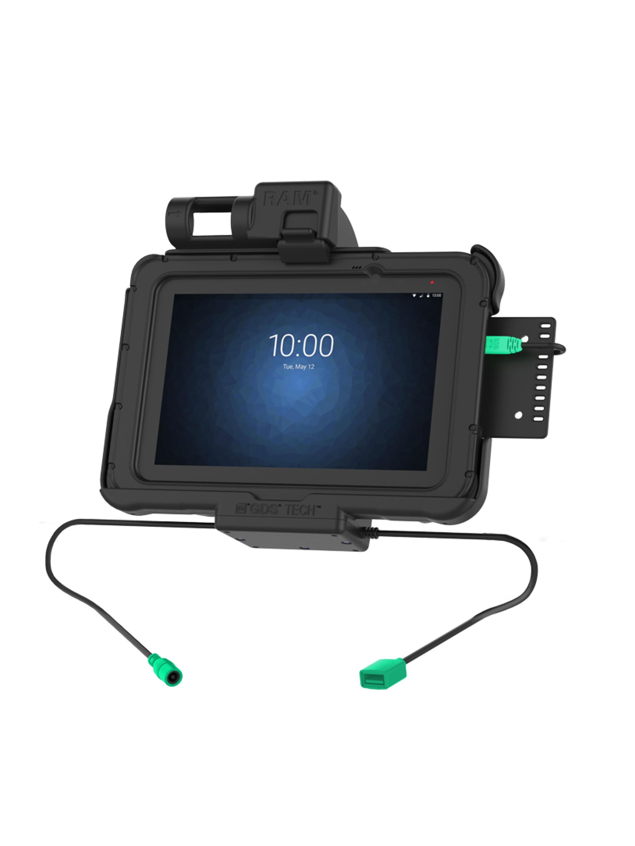 RAM Mounts Form-Fit Halteschale (Schnappverschluss) für Zebra ET5x 8.3“ & 8.4“ Serie - In Rugged Boot - 5.5mm DC & USB-A-Anschluss